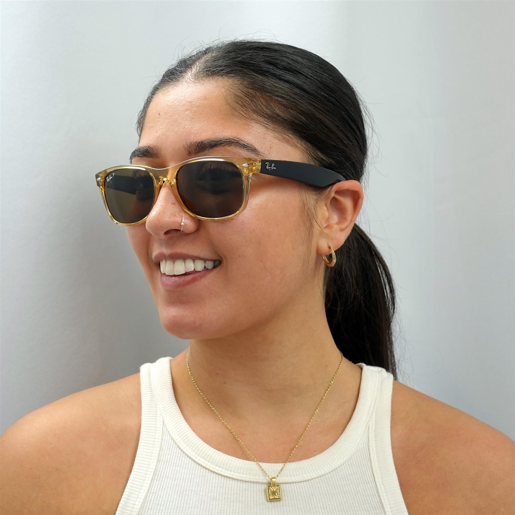 Ray-Ban Rectangle Honey Crystal Brown Polarized Sunglasses image 4