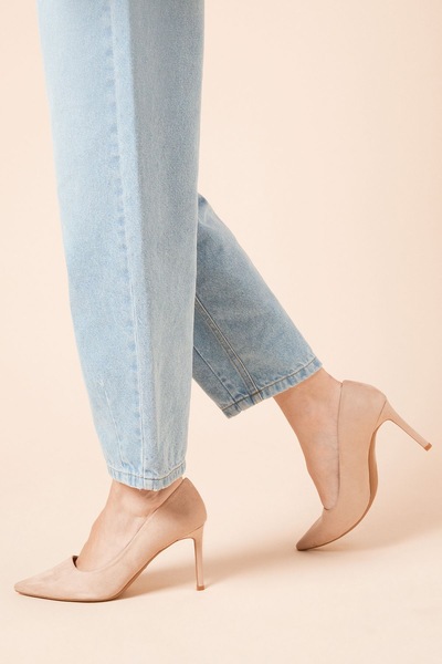 Dorothy Perkins Dash Pointed High Stiletto Heel Court Shoes Taupe