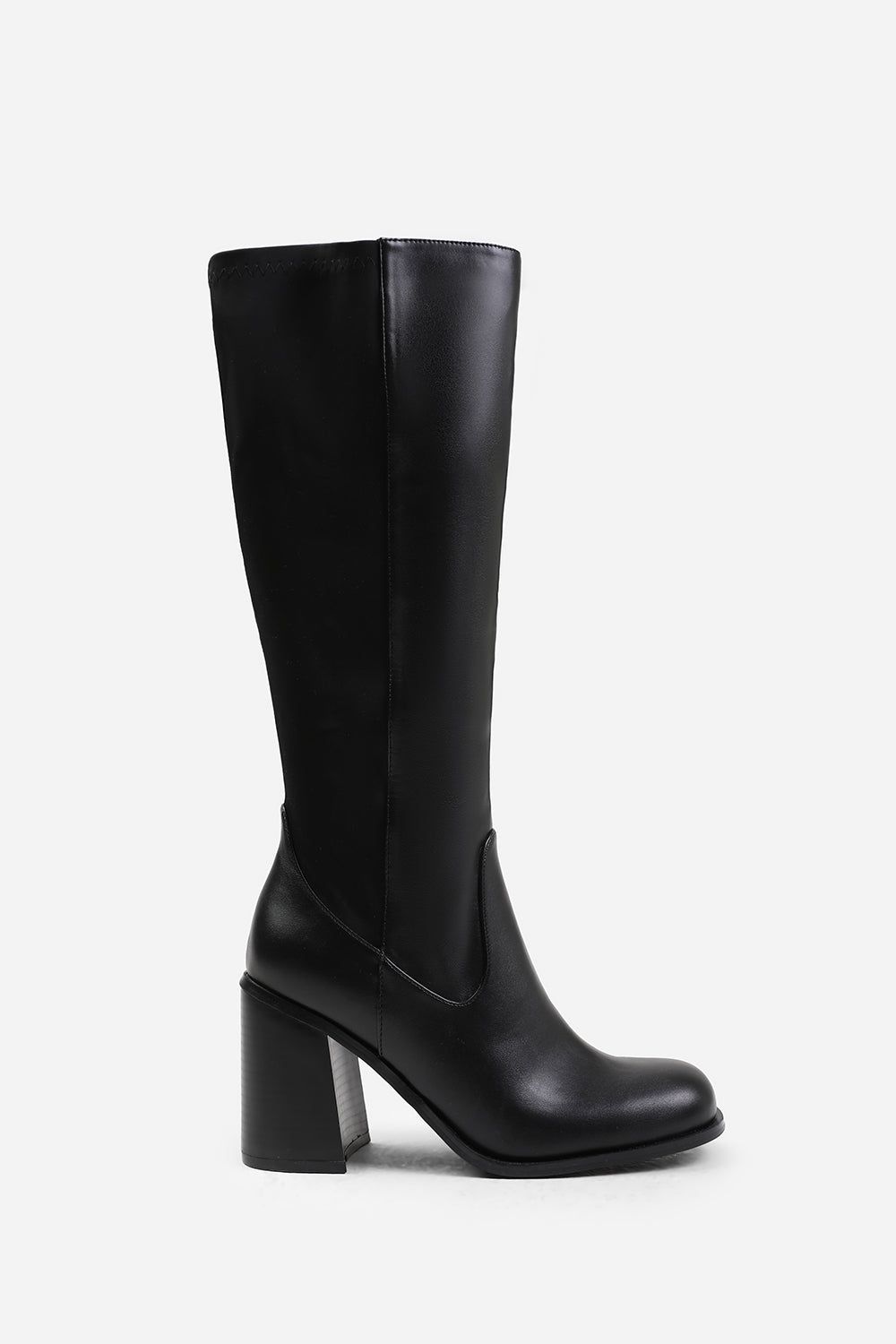 Where's That From 'Macy' Faux Leather Knee High Stretch Boots with Block Heel Zip image 2