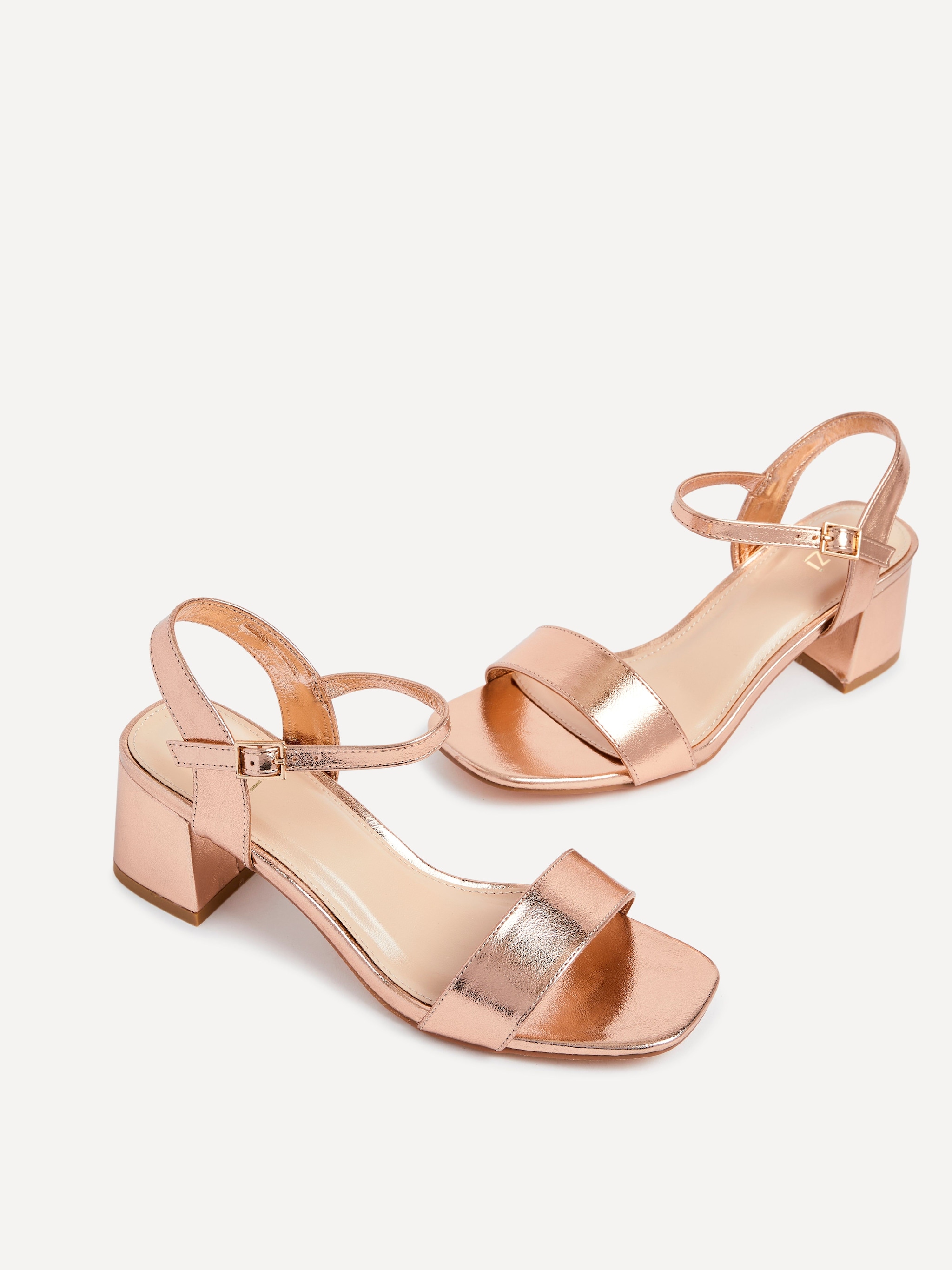 Linzi Darcie Rose Gold Faux Leather Low Chunky Block Heeled Sandal image 4