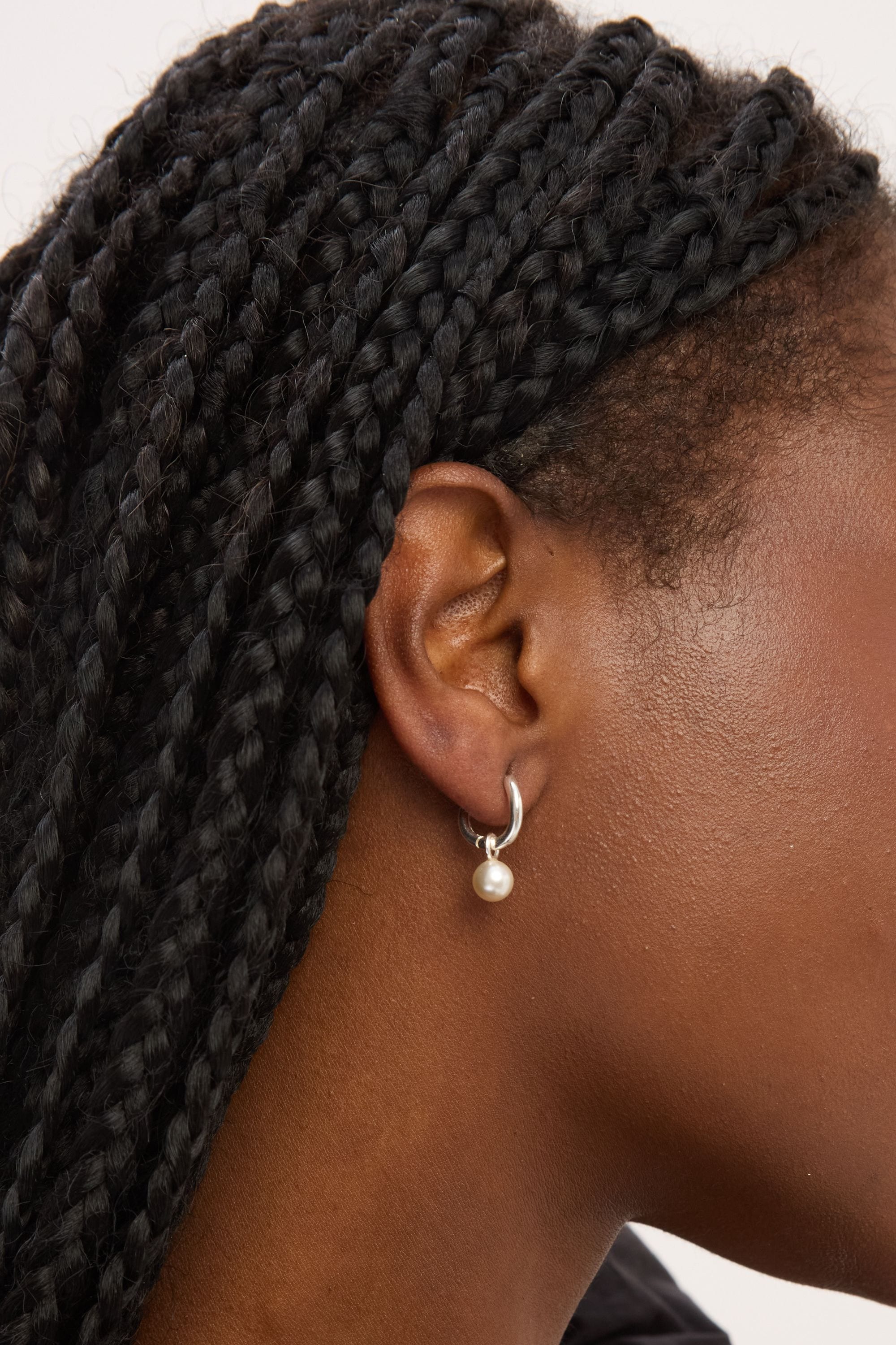 Simply Silver Sterling Silver 925 Polished and Pearl Fluid Charm Hoop Earrings image 2