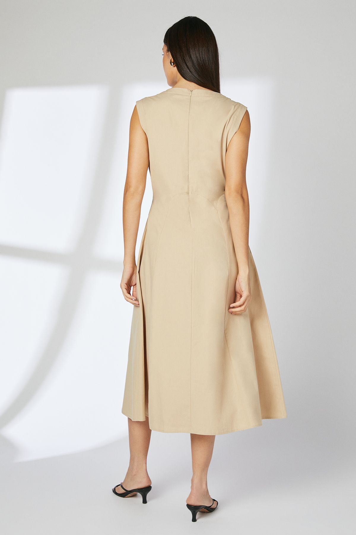 Principles Sand Seam Detail Cotton Poplin Midi Dress Sand image 4