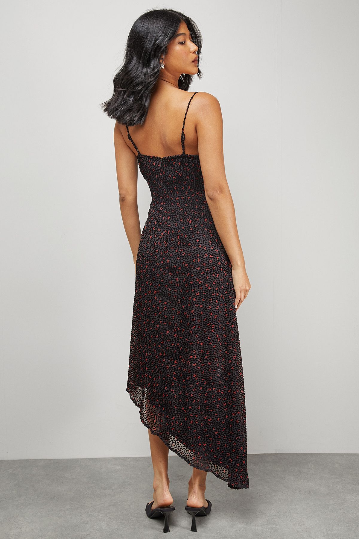 Warehouse Spot Devore Cowl Neck Maxi Dress Red image 3