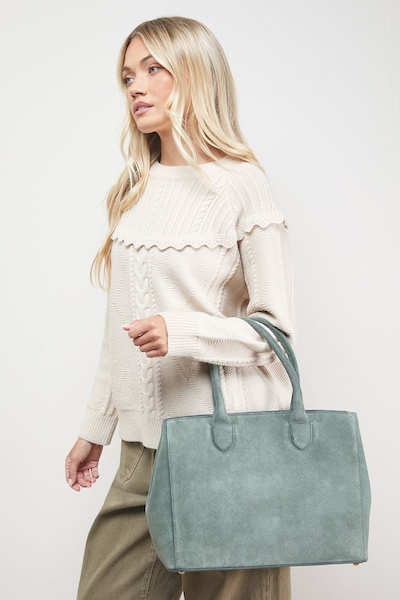 Oasis Francesca Suede Tote Bag Green