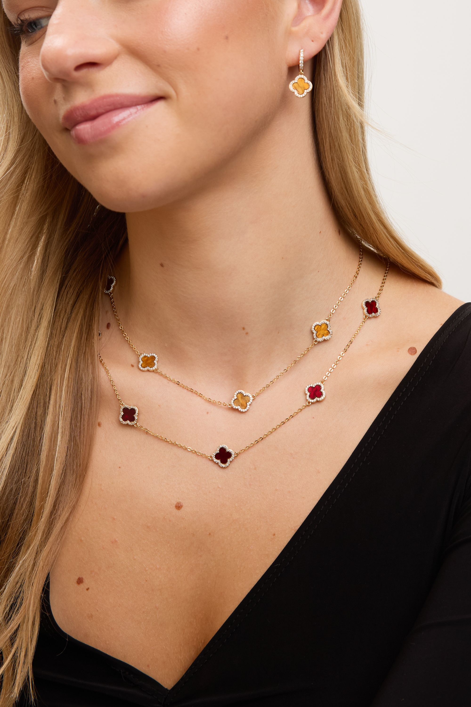 Jon Richard Gold Plated Carnelian Station Clover Necklace image 4