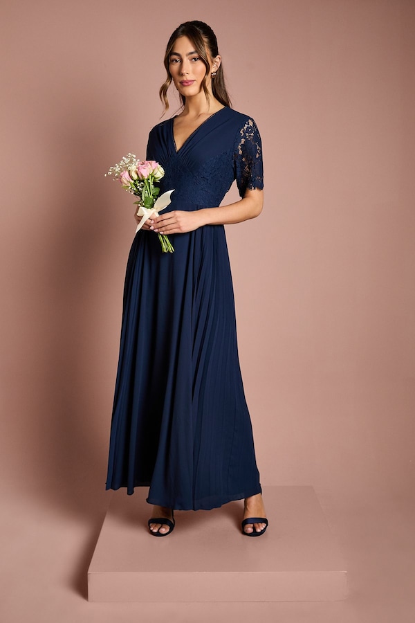 Coast Lace Sleeve V Neck Bridesmaid Dress Navy