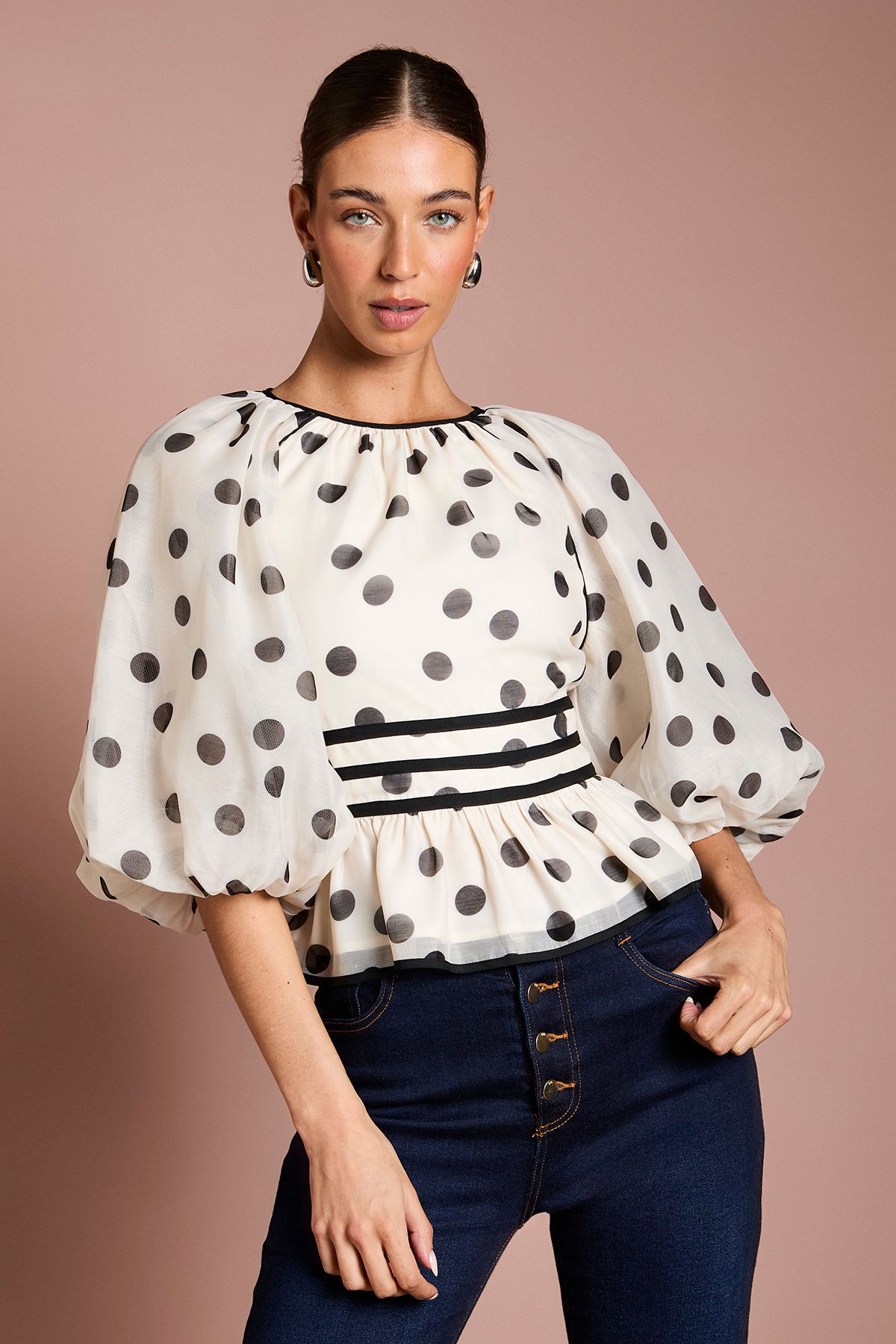 Coast Polka Dot Puff Sleeve Top Mono