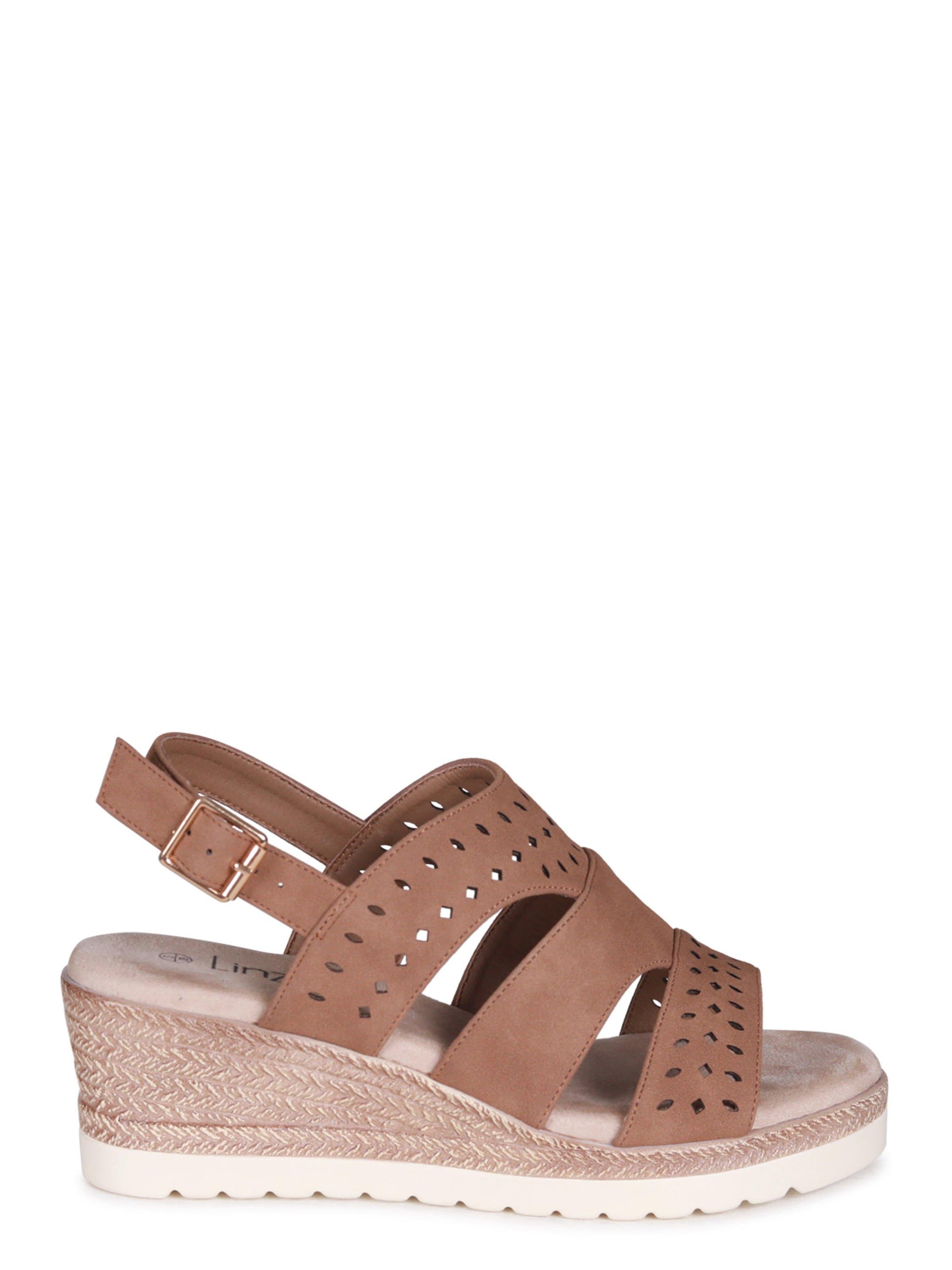 Linzi Caryn Mocha Faux Nubuck Slingback Wedge image 1