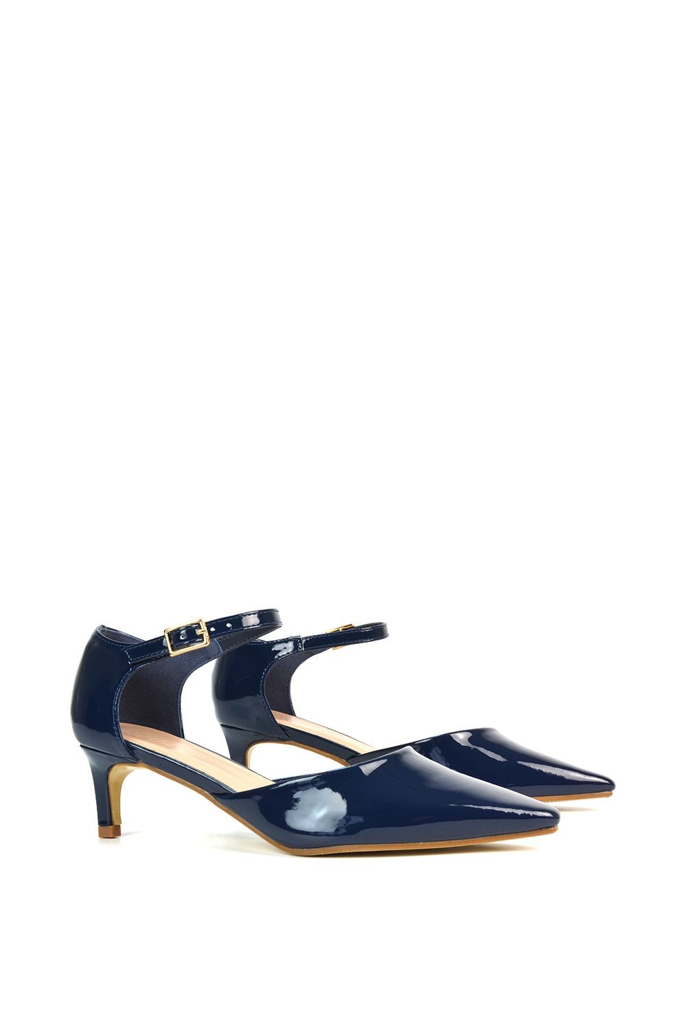 XY London 'Kacey' Kitten Low Heel Ankle Strap Pointed Toe Shoes image 3