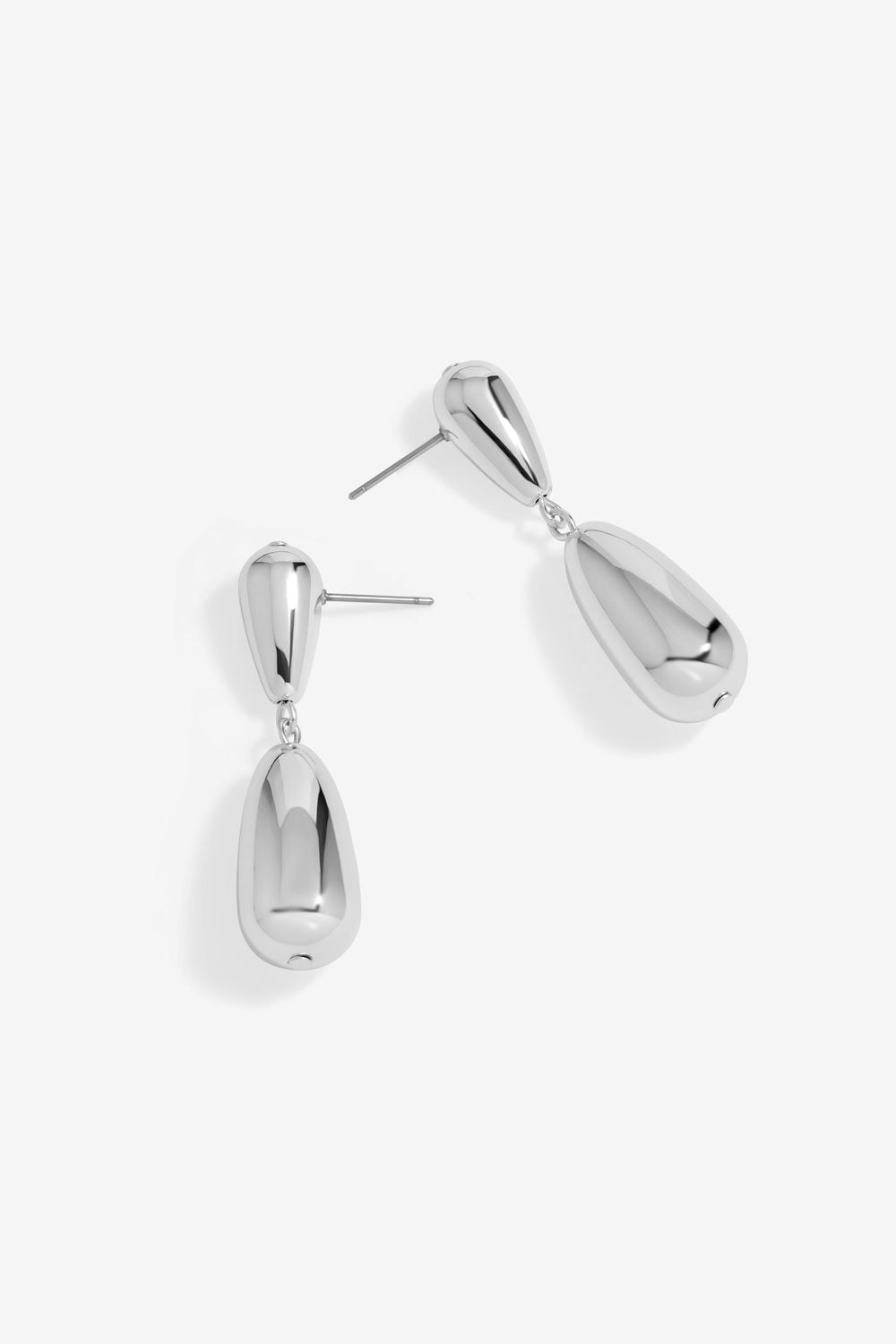 Mood Silver Polished Dome Drop Earrings image 2