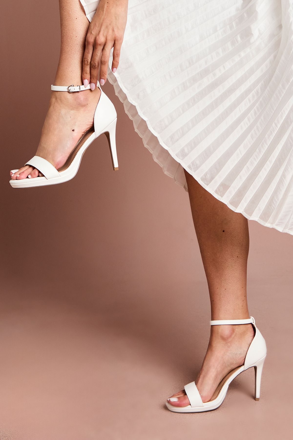 Coast Bridal Talia Faux Leather Platform High Heeled Sandals White image 2