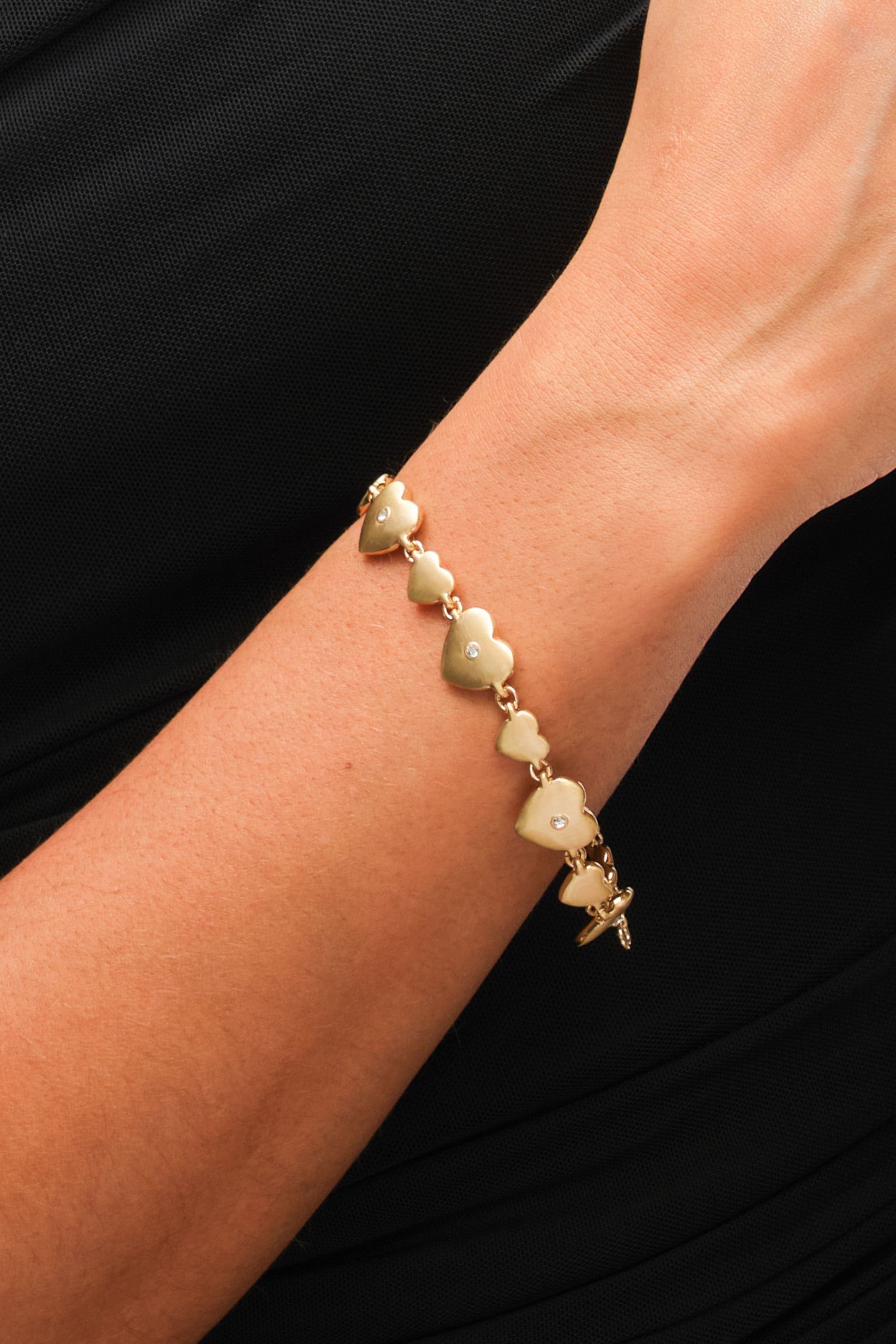 Inicio Gold Plated Brushed Heart and Crystal Bracelet - Gift Pouch image 2