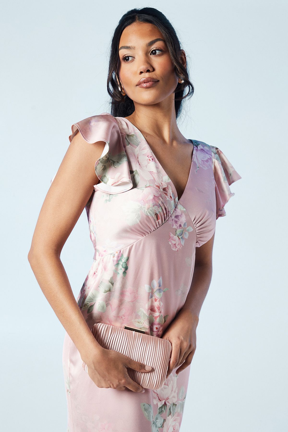 Coast Brooke Satin Clutch Bag Blush image 2