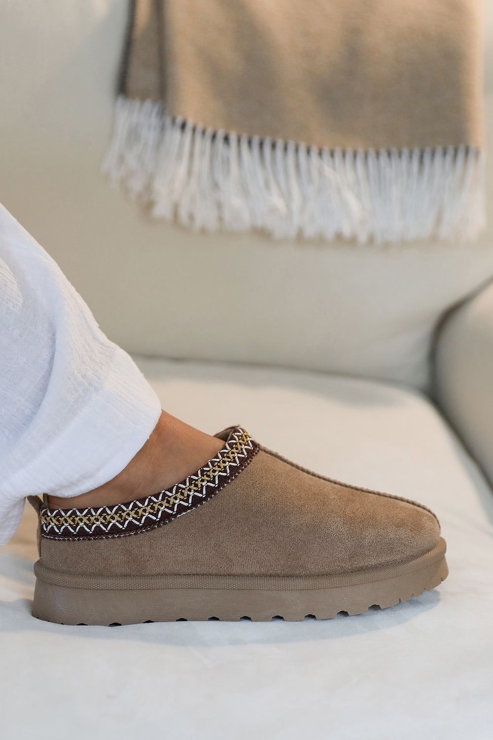 Where's That From 'Oak' Aztec Detail Faux Fur Lining Mini Boots image 1