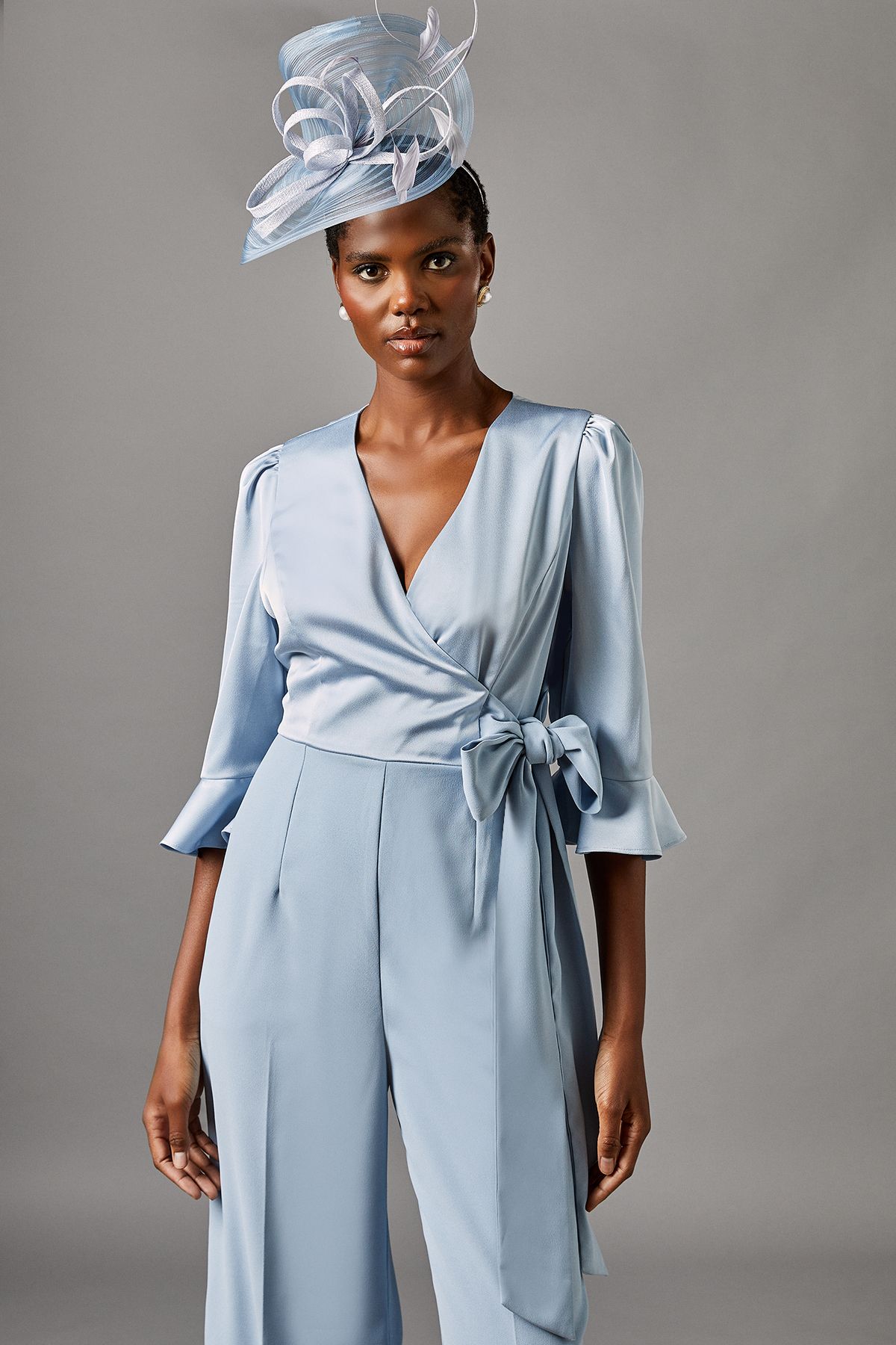 Coast Wrap Top Tie Side Jumpsuit Light Blue image 2