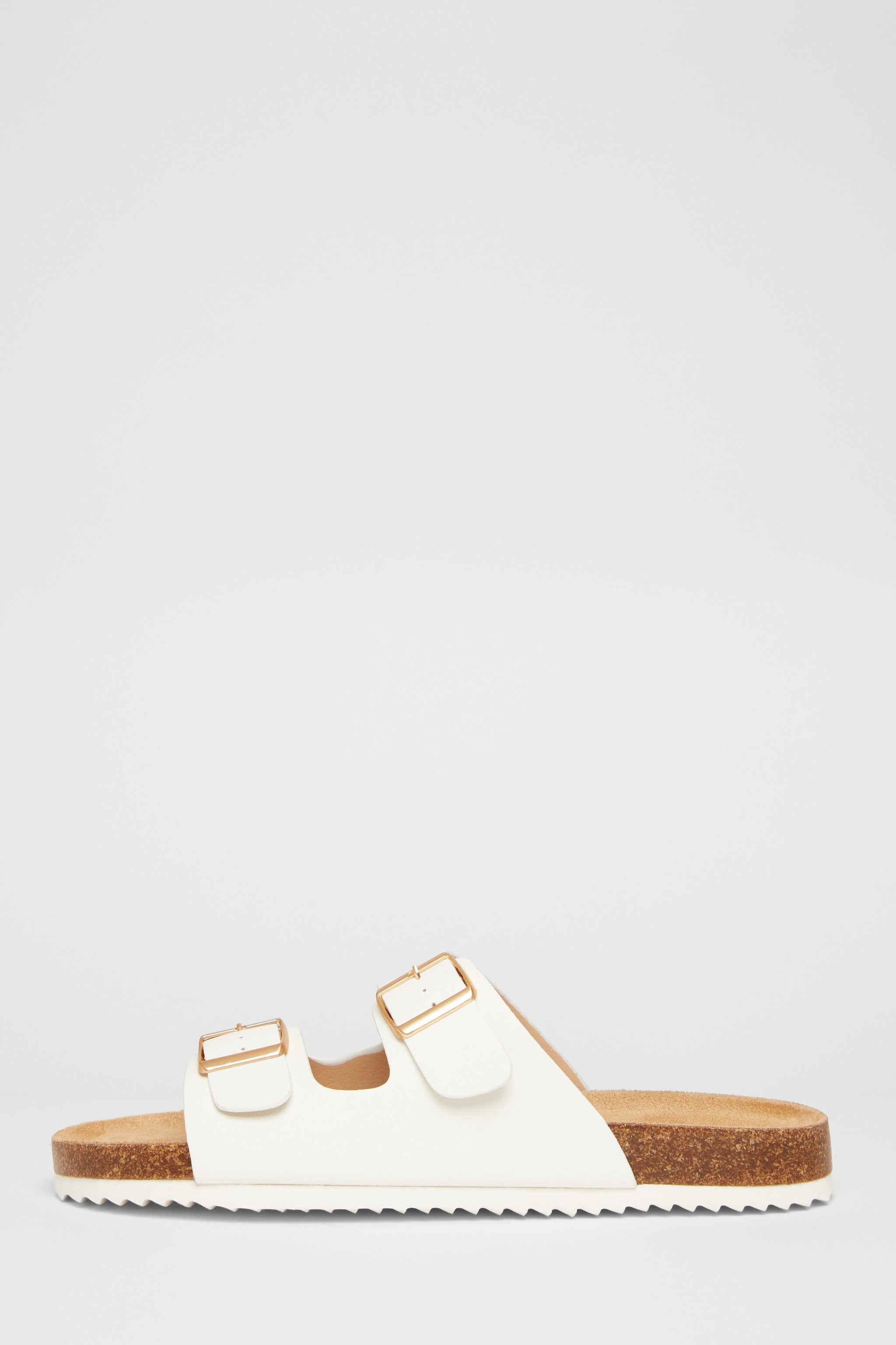Quiz White Double Buckle Flat Sandals image 3