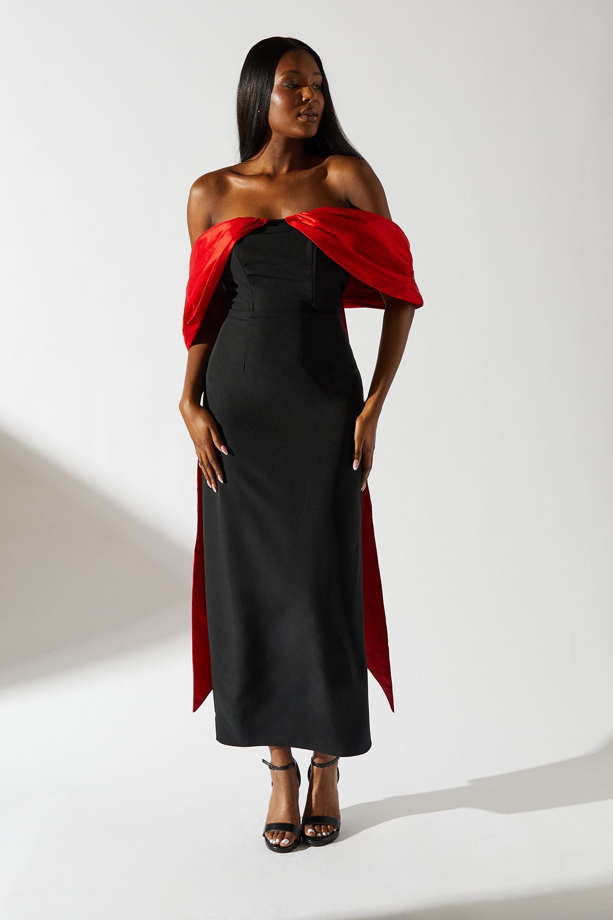 Coast Bardot Statement Column Maxi Dress Black image 1