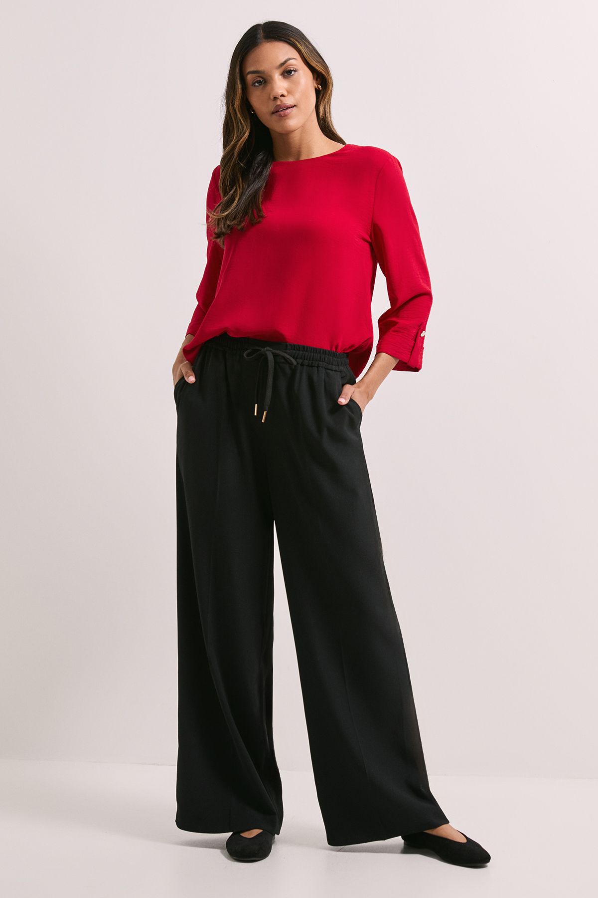 Dorothy Perkins 3/4 Roll Sleeve Blouse Berry image 2