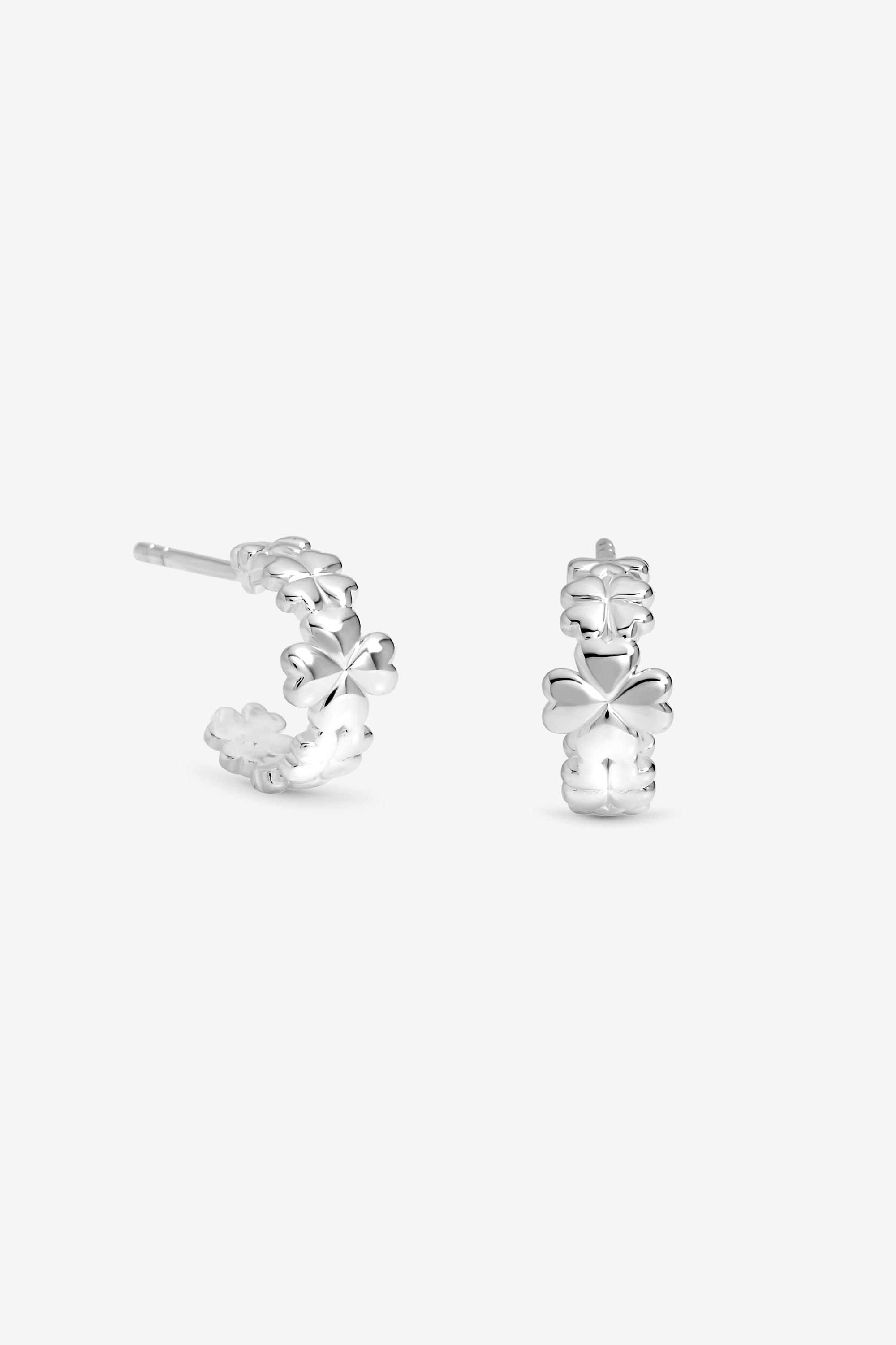 Simply Silver Sterling Silver 925 Polished Clover Hoop Earrings image 1