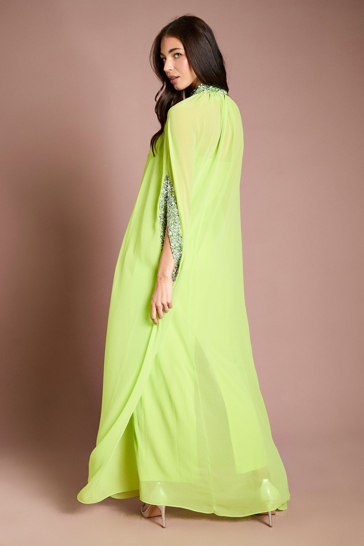 Coast Coast Muse Chiffon Cape Dress Lime image 3