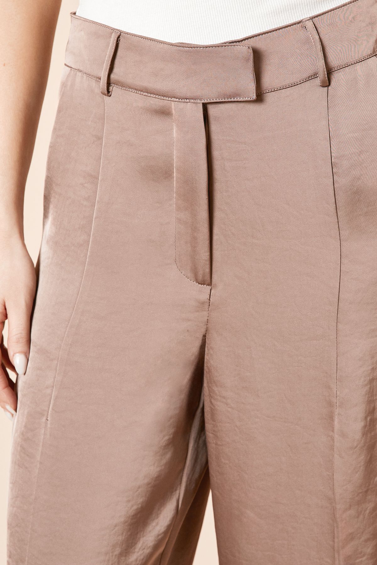 Dorothy Perkins Tailored Satin Straight Leg Trouser Taupe image 3