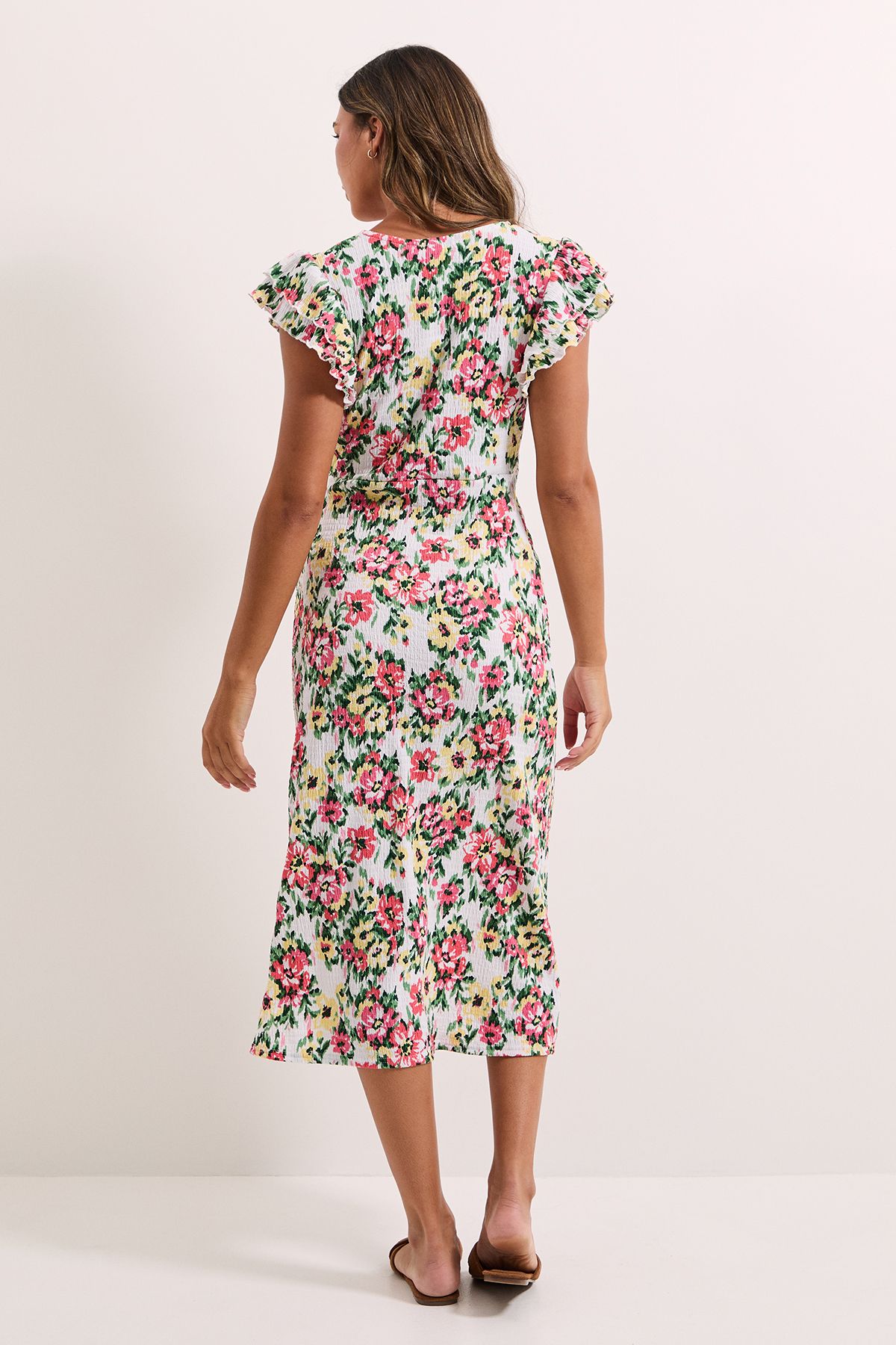Dorothy Perkins Floral Ruffle Sleeve Empire Seam Printed Jersey Midi Dress Floral image 5