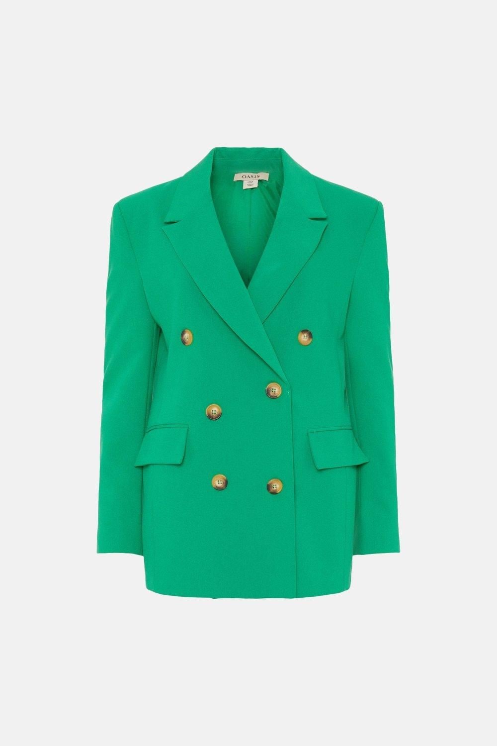 Oasis Rachel Stevens Stretch Crepe Double Breasted Longline Blazer Green image 4