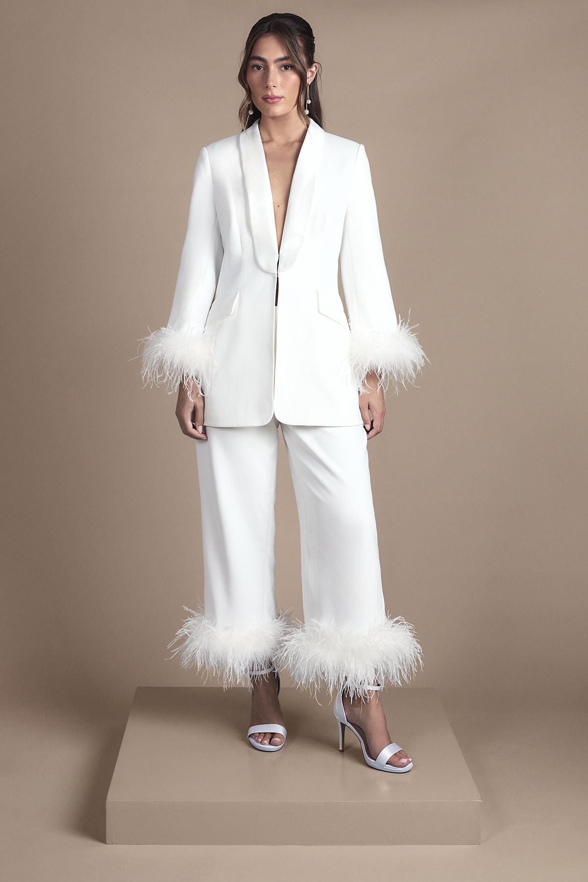 Coast Feather Trim Cropped Trouser Ivory image 2