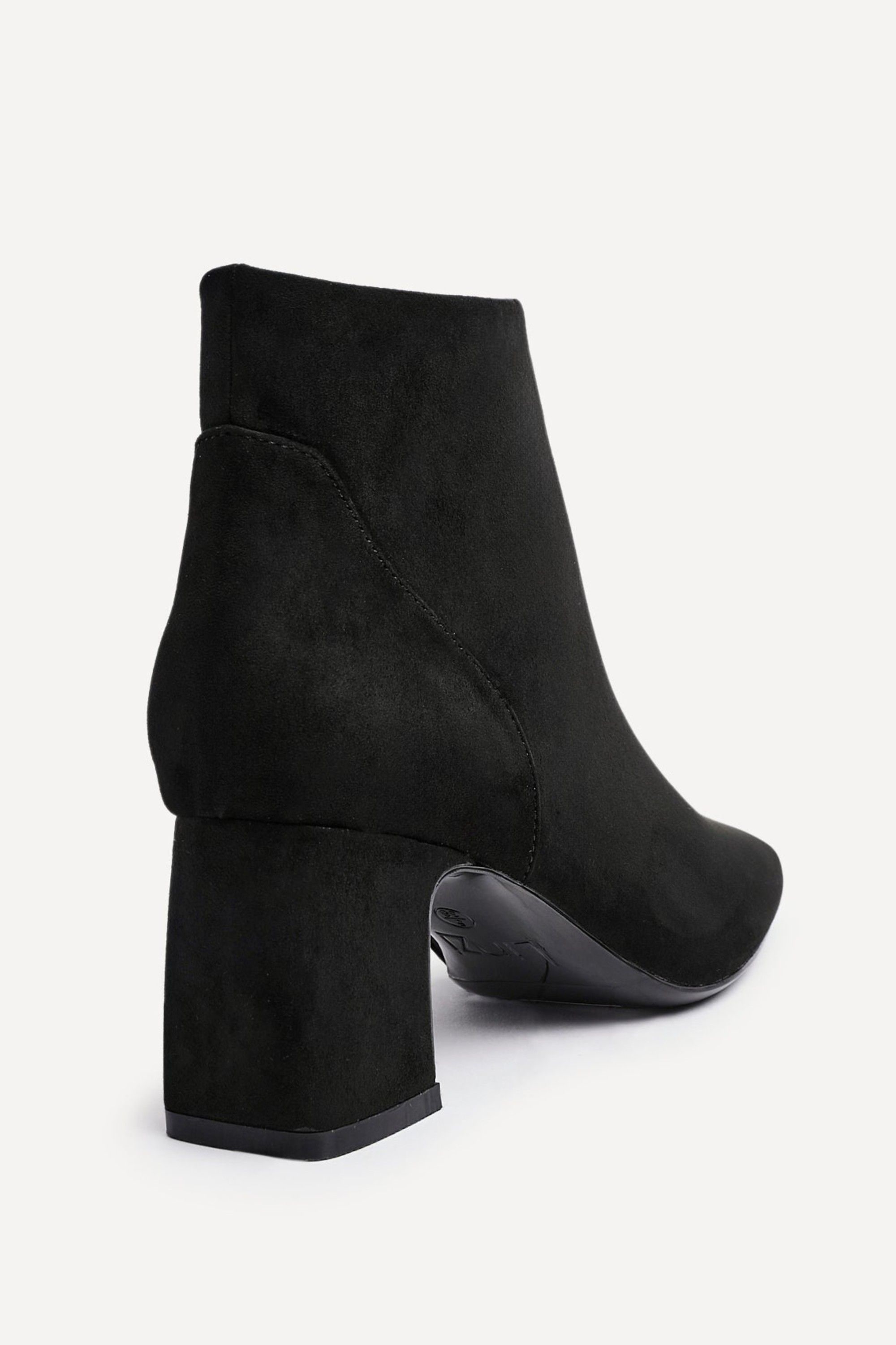 Linzi Cove Black Faux Suede Soft Square Toe Block Heel Ankle Boot image 5