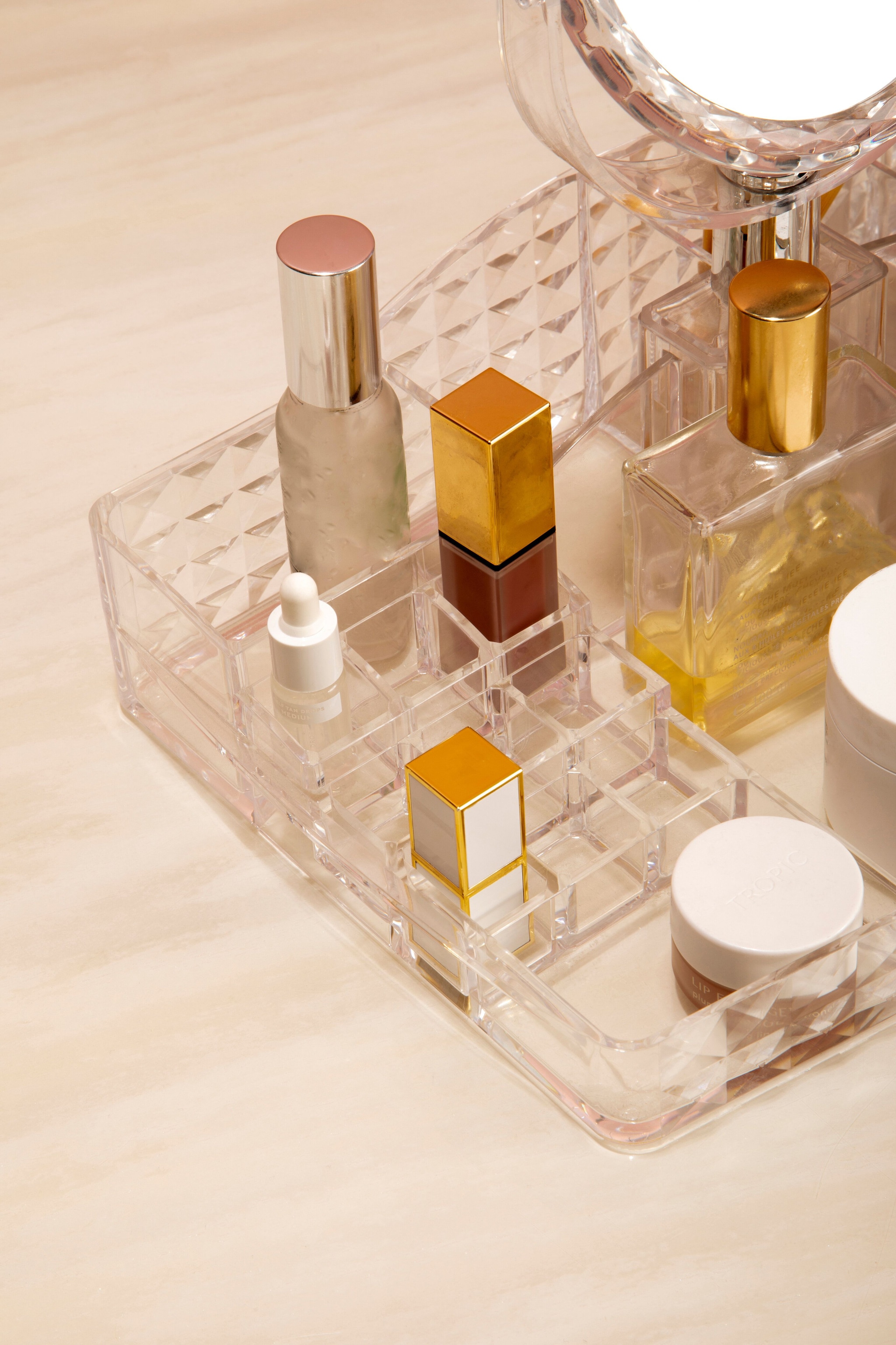 Orsina Ample Storage Cosmetics Organiser With A Mirror, Elegant Makeup Vanity Organiser, Makeup Organizer image 4