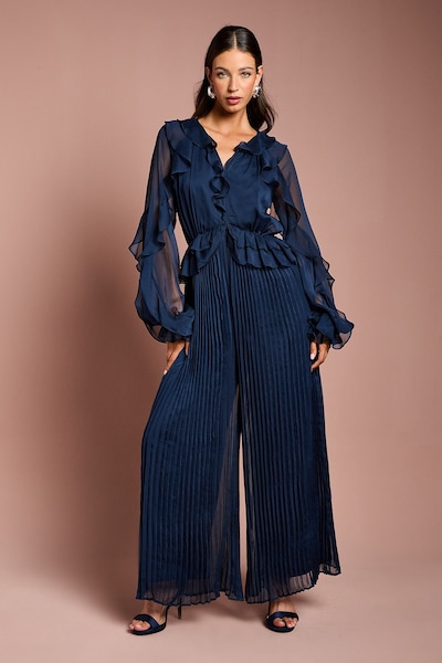 Coast Soft Chiffon Frill Jumpsuit Navy