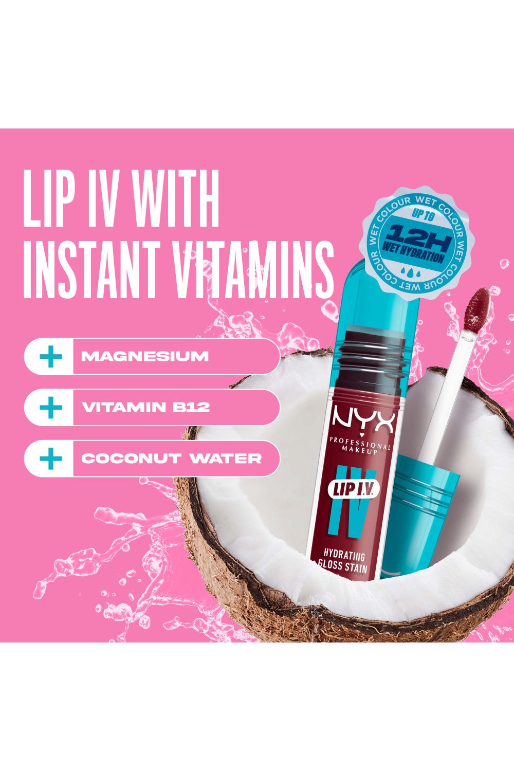 NYX Professional Makeup Lip IV Hydrating Gloss Stain, Lip Gloss 5ml Blush Rush image 7