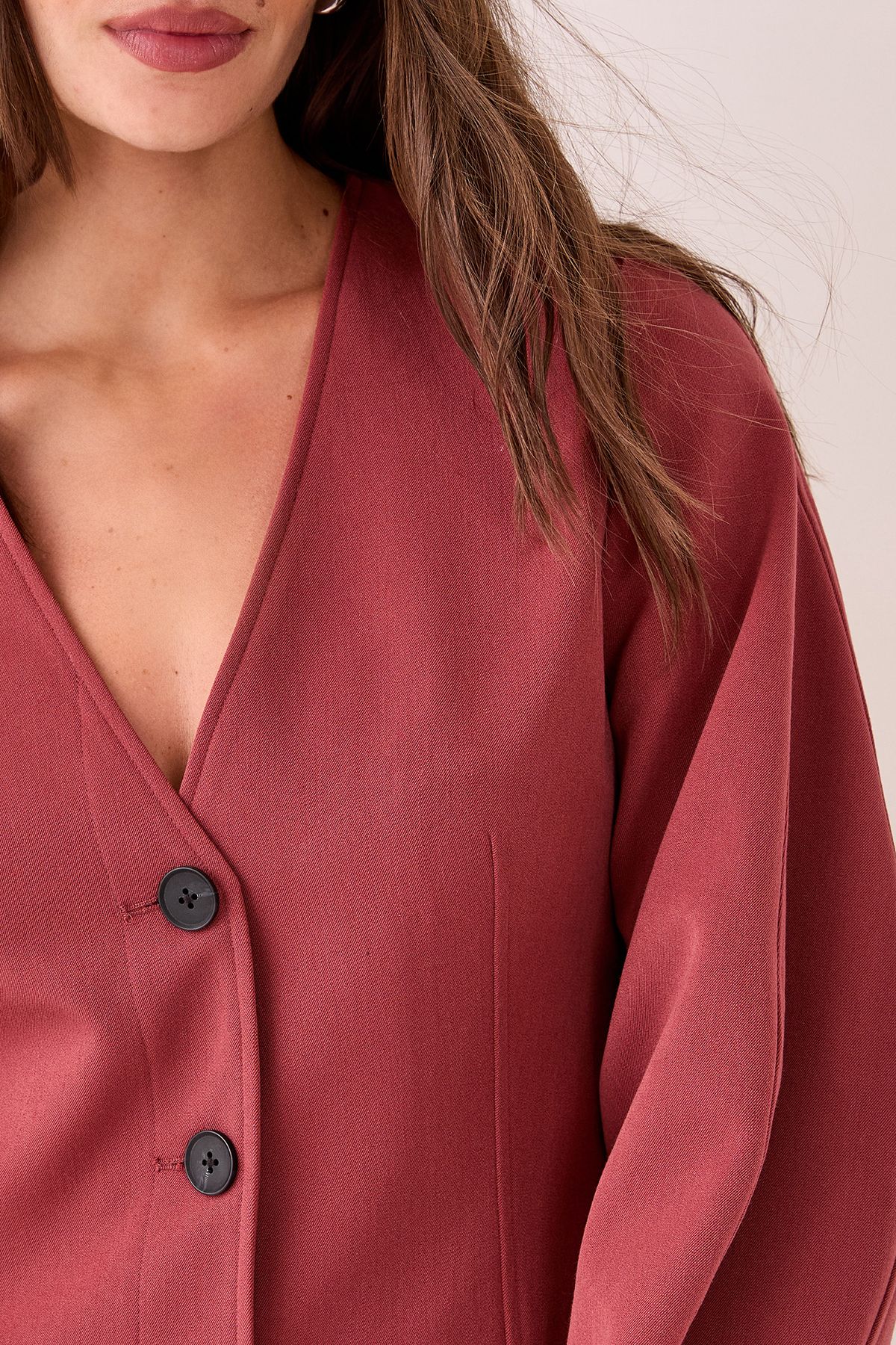 NastyGal Tailored Cocoon Sleeve Button Through Mini Blazer Dress Tobacco image 5