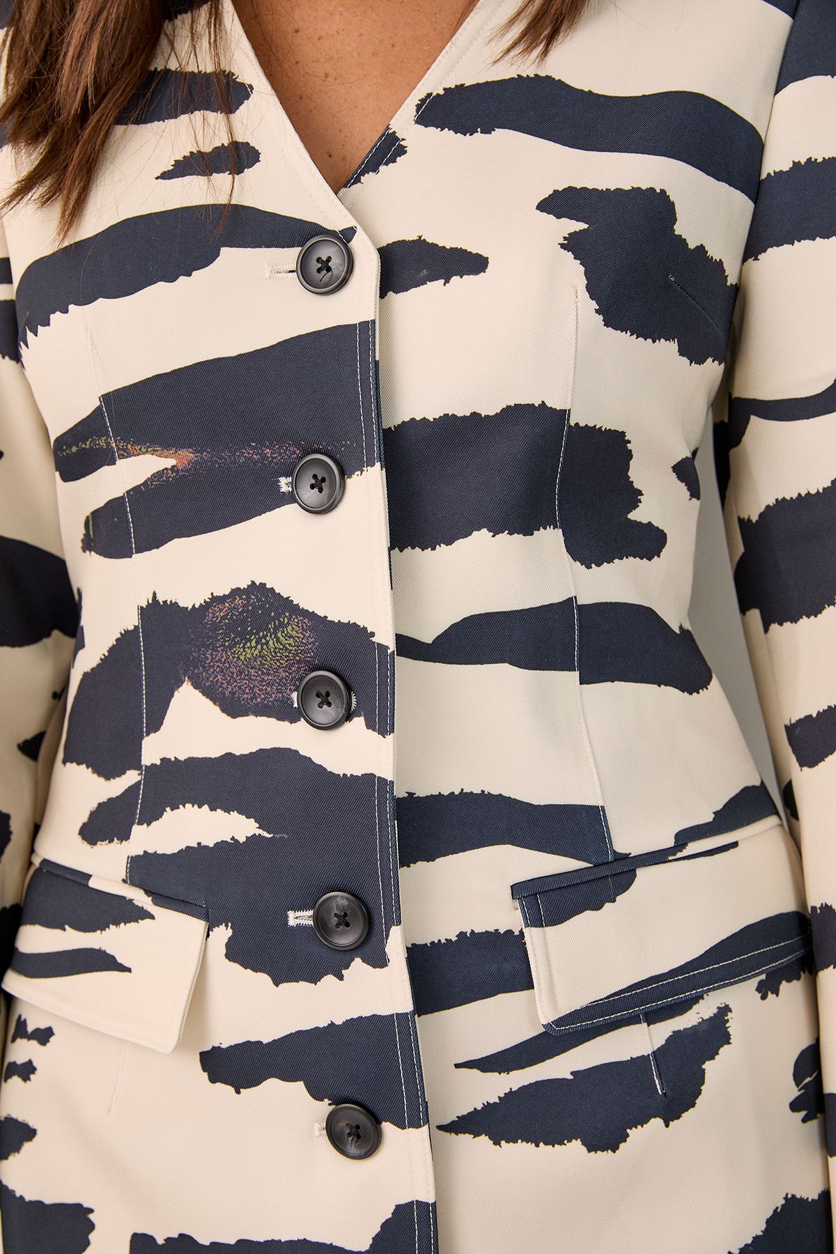 NastyGal Tiger Plunge Cocoon Sleeve Tailored Mini Dress Butter image 4