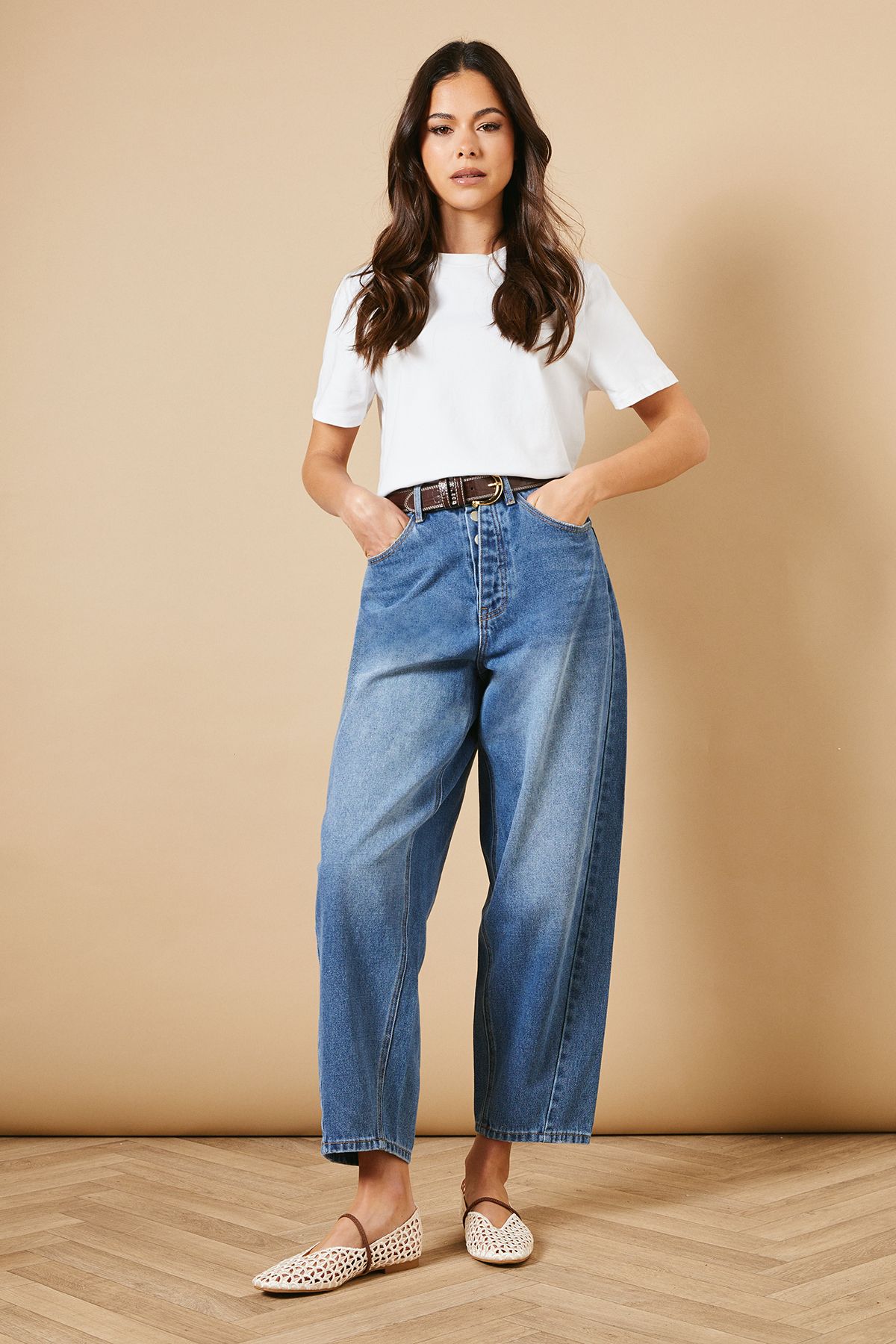 Oasis Lacey Open Weave Mary Jane Ballet Pumps Ivory image 1