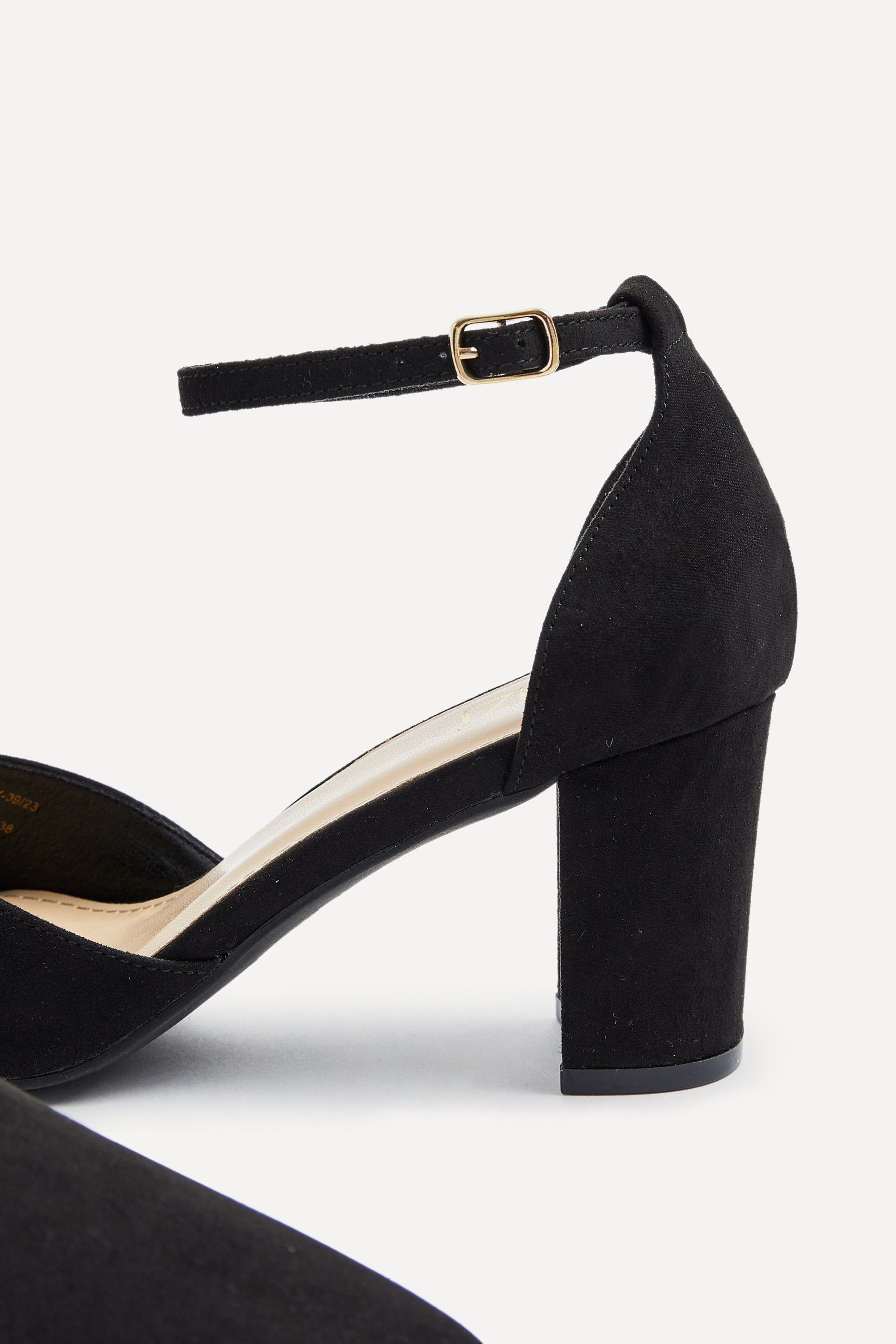 Linzi Audley Wide Fit Black Faux Suede Court Shoe image 4