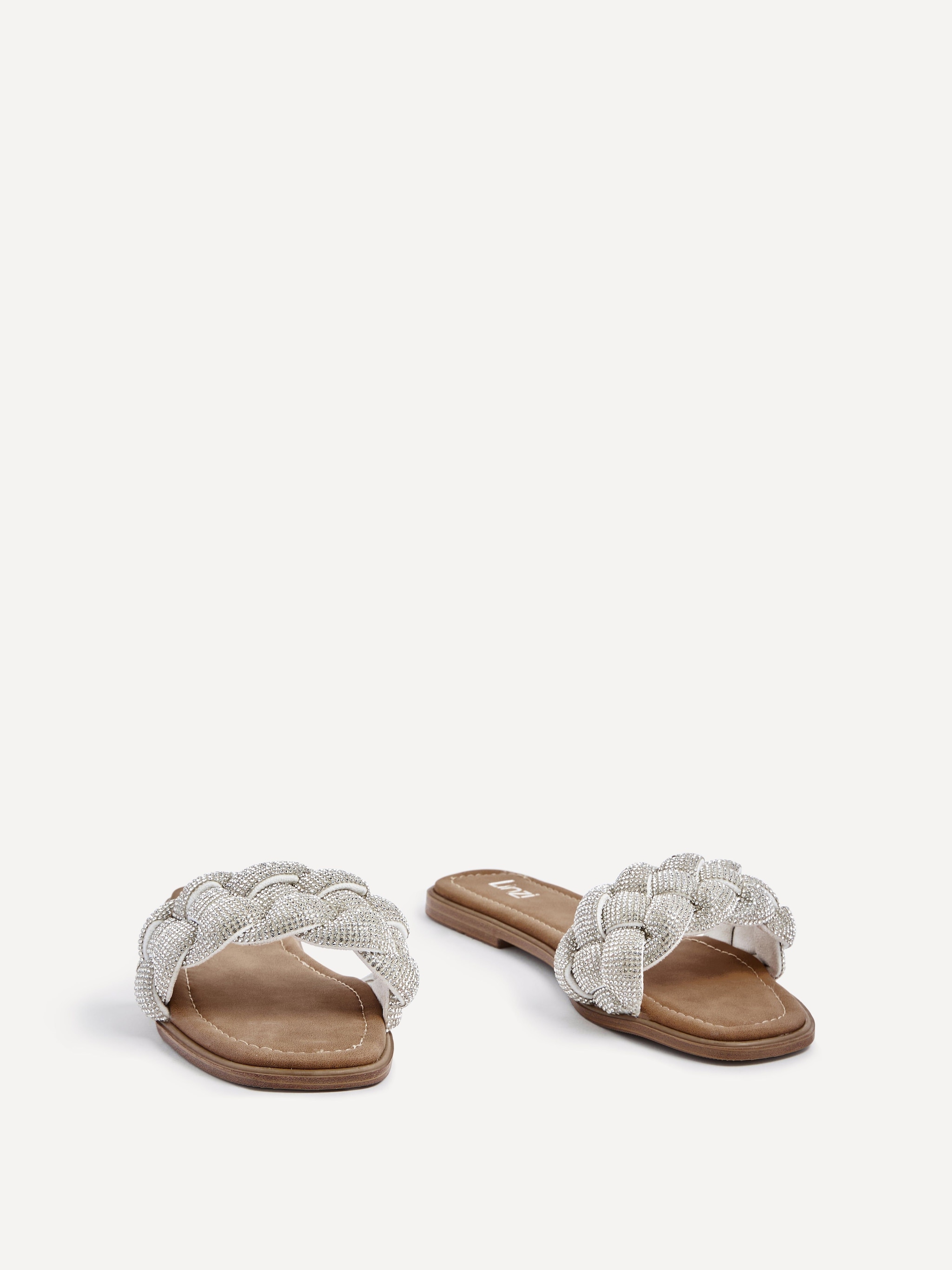 Linzi Pandora Silver Diamante Plaited Slider Sandal image 3