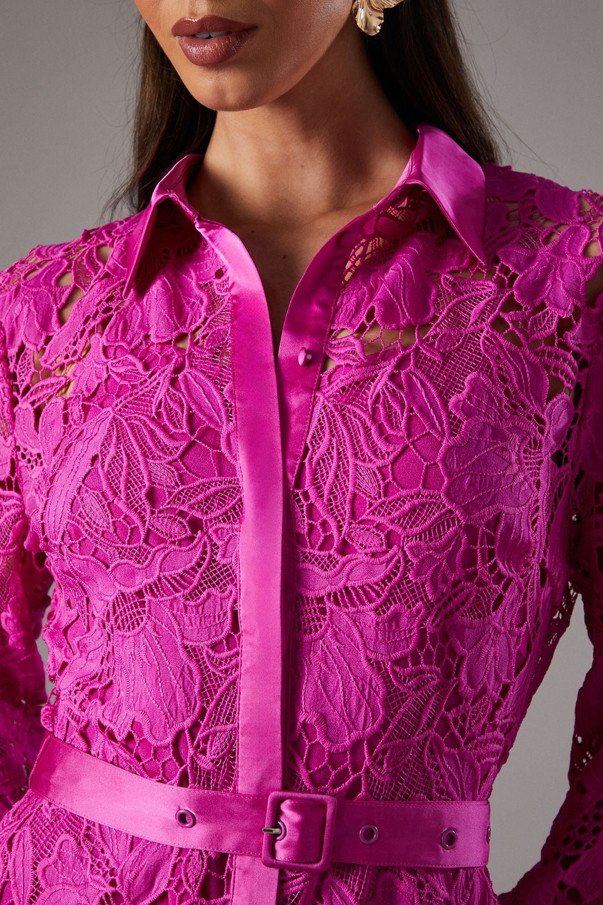 Coast Lace Shirt Dress Magenta image 5