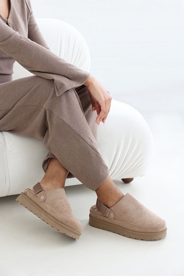 Where's That From 'Umber' Cosy Adjustable Sling Back Faux-Suede Slippers