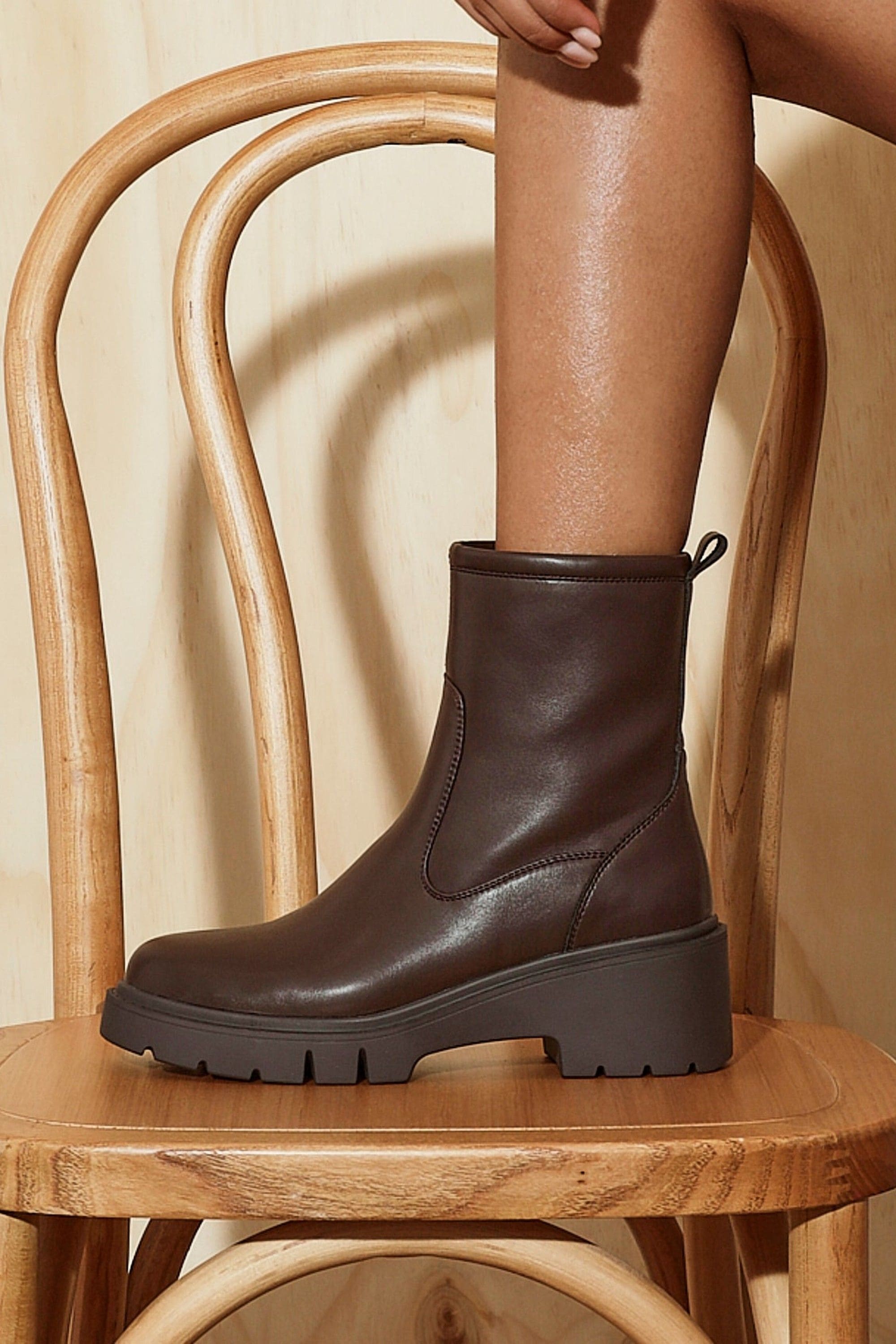 Linzi Limited Brown Faux Leather Ankle Boot image 2