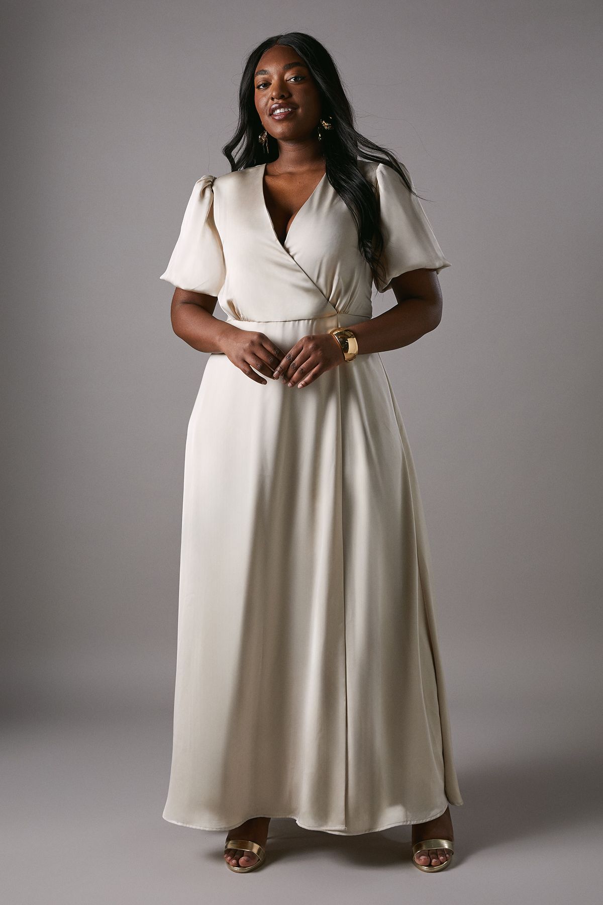 Coast Plus Size Puff Sleeve A Line Skirt Bridesmaid Dress Champagne image 1