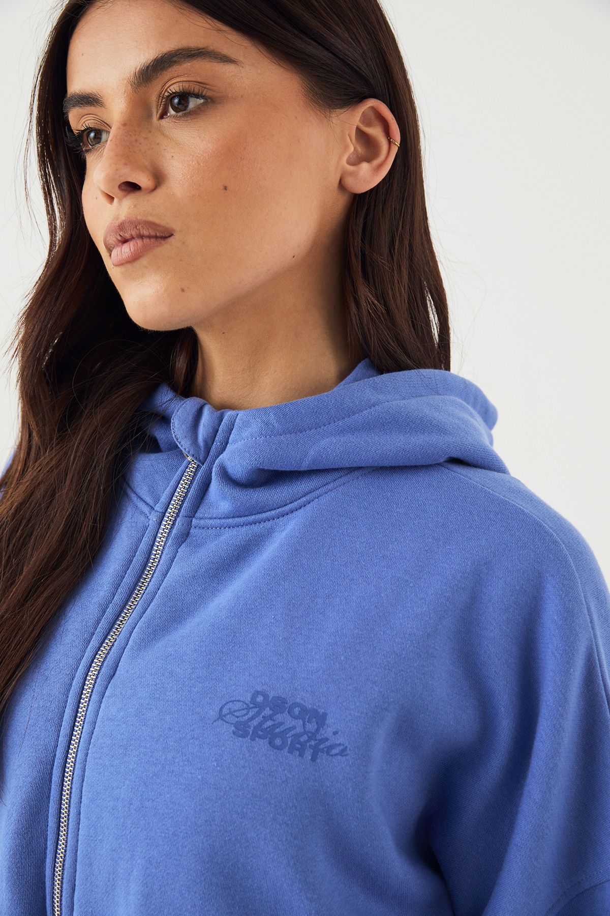 DSGN Studio DSGN Studio Sport Boxy Crop Zip Through Hoodie Cornflower image 4