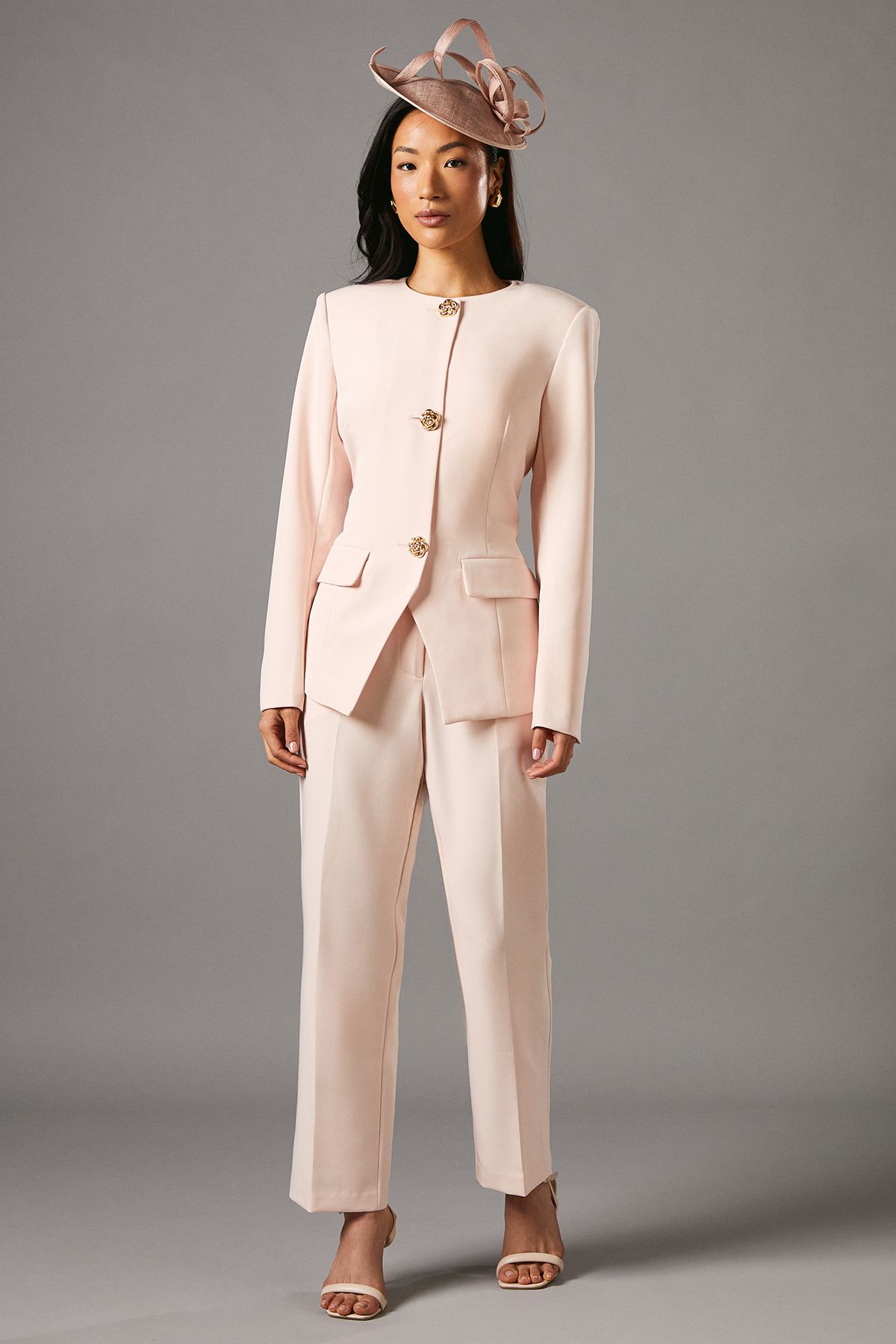 Coast Rose Button Long Sleeve Tailored Jacket Blush image 2