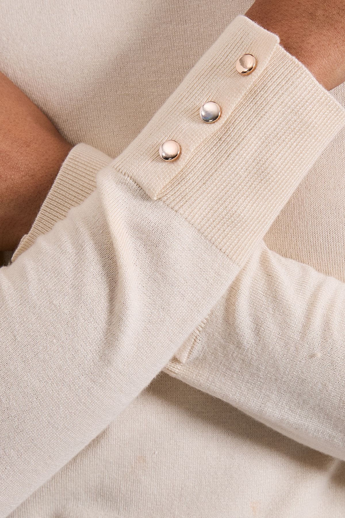 Dorothy Perkins Ivory Crew Neck Button Cuff Jumper Ivory image 5