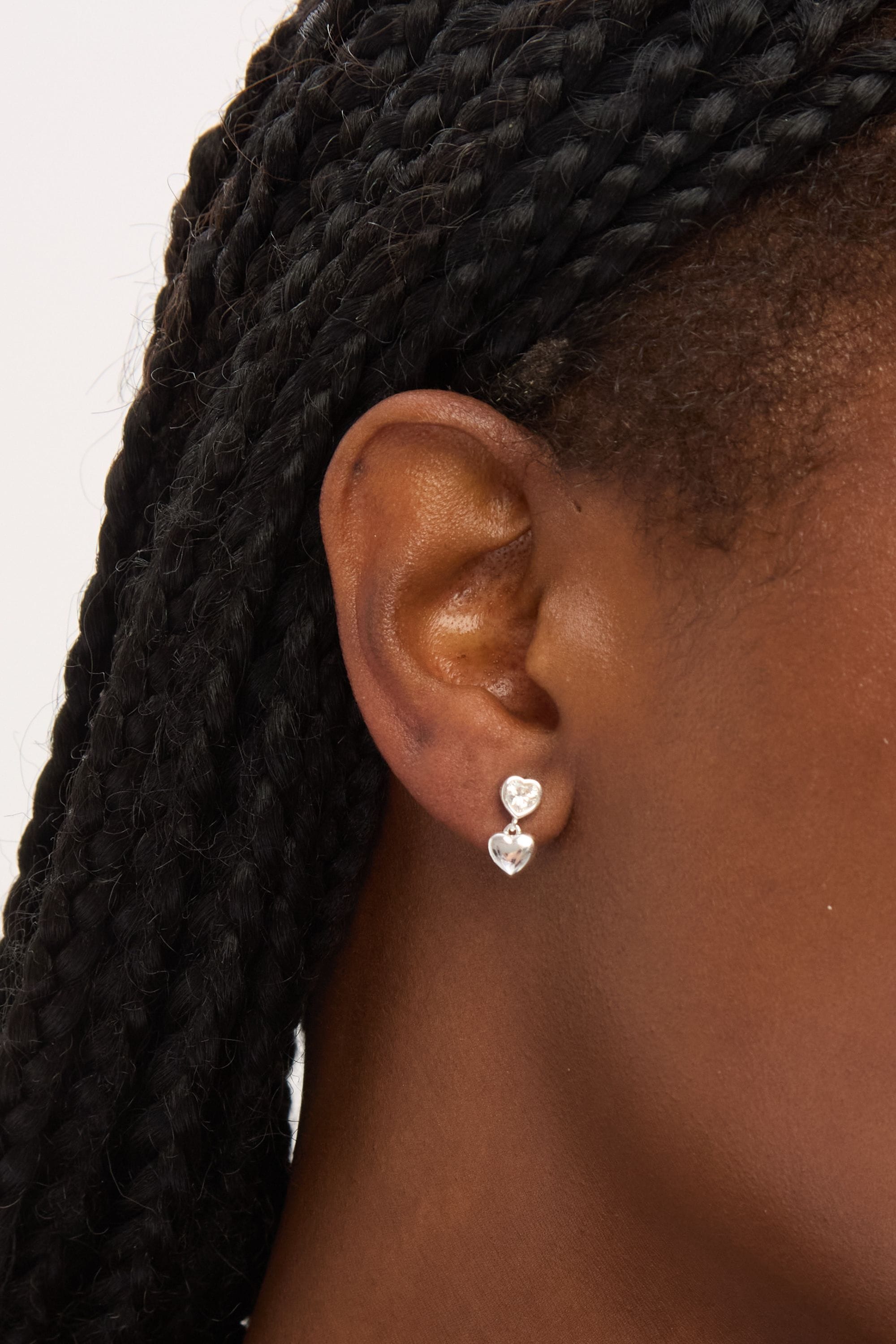 Simply Silver Sterling Silver 925 Cubic Zirconia Heart Drop Earrings image 4