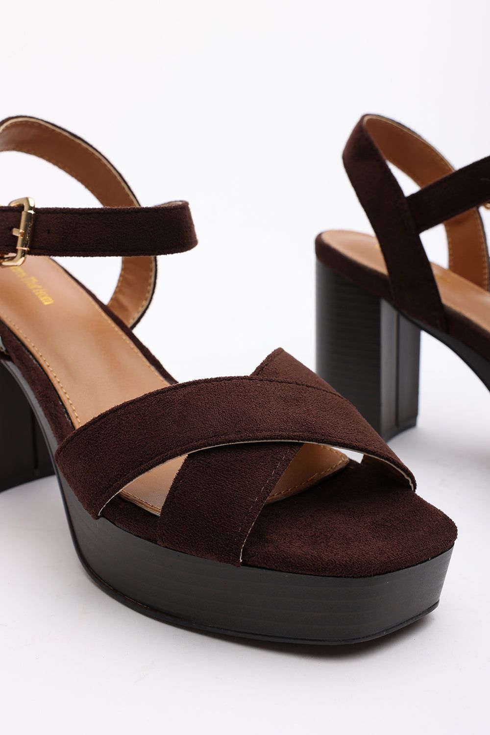 Where's That From 'Yvette' Suede Cross Over Platform Sandals With Buckle Strap image 5