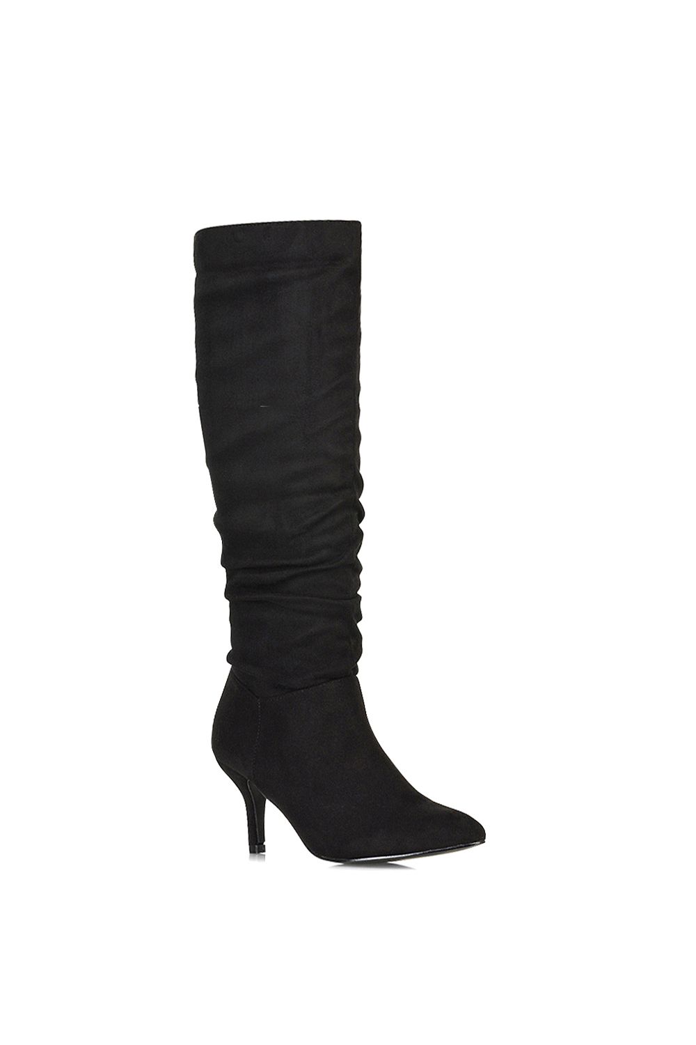 XY London 'Sian' Ruched Knee High Pointed Mid Stiletto Heel Boots image 2