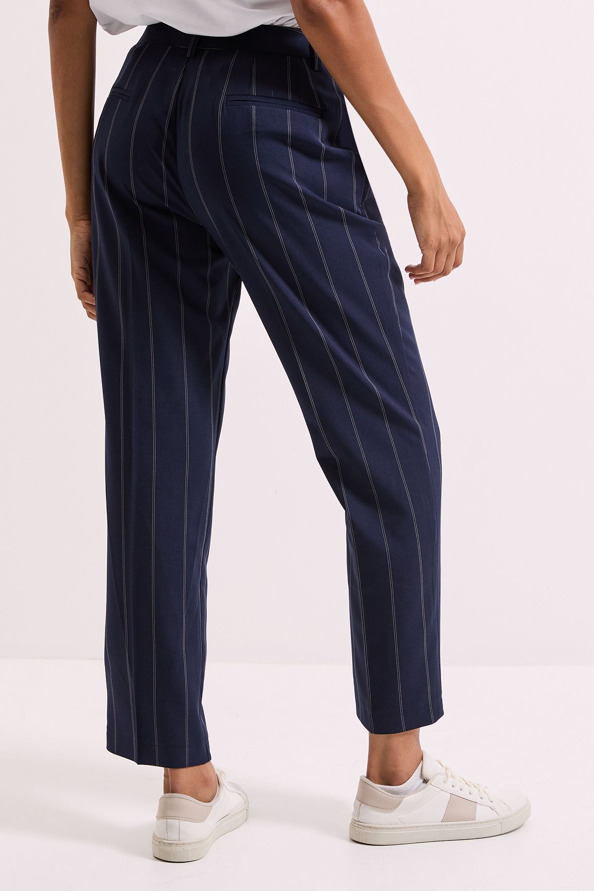 Dorothy Perkins Stripe Ankle Grazer Trouser Navy image 3