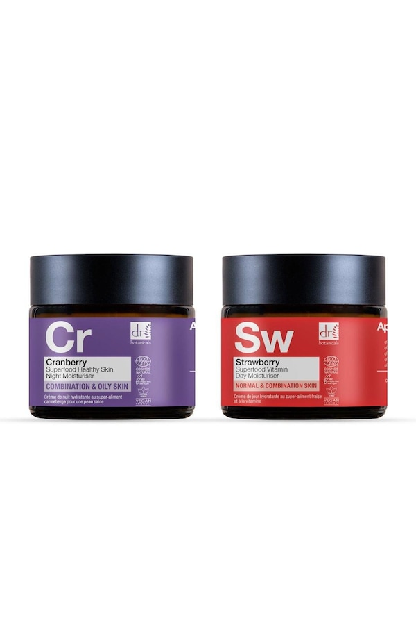 Dr. Botanicals Anti-Ageing Strawberry Vitamin C Day Cream 60ml + Cranberry Night Cream 60ml