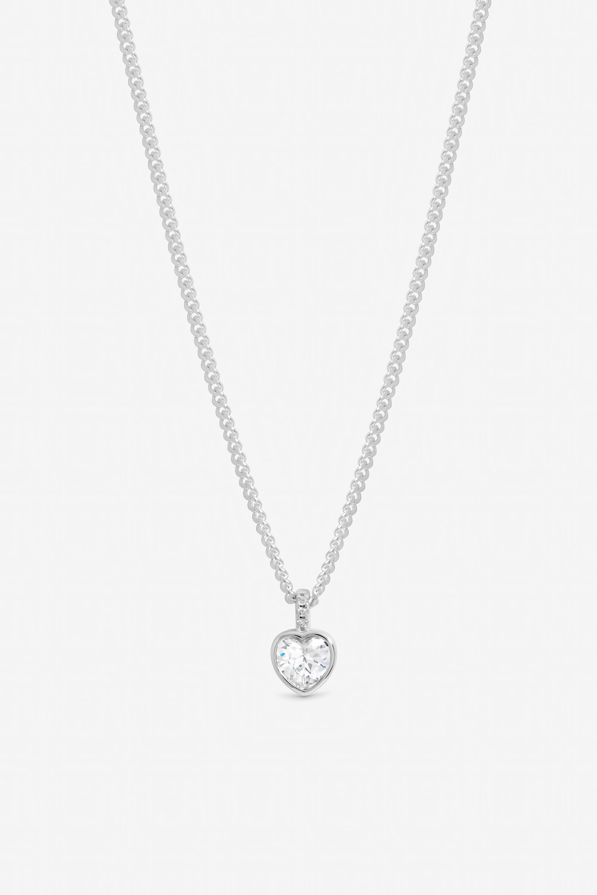 Inicio Sterling Silver Plated Heart Bezel Necklace - Gift Pouch